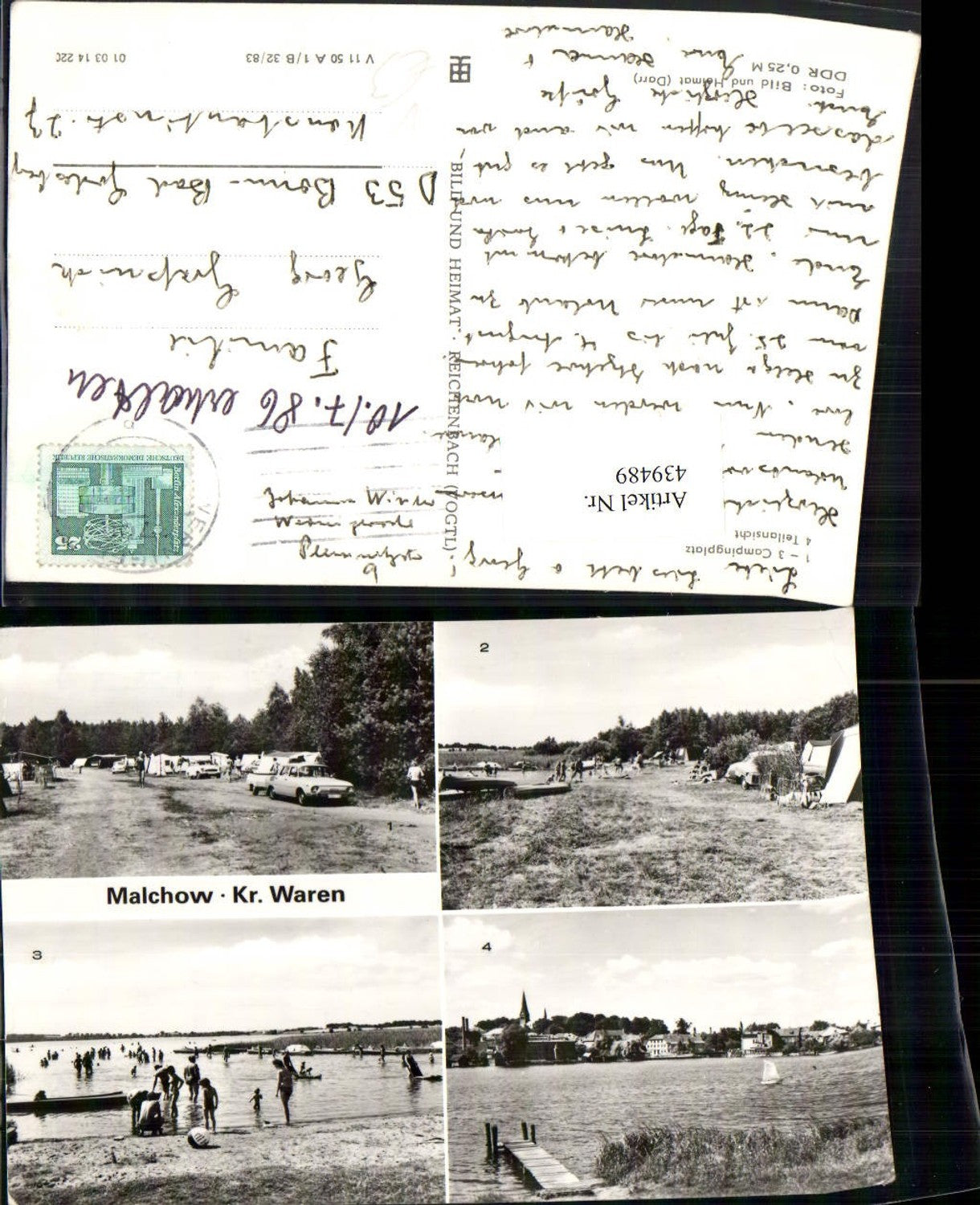439489,Malchow Teilansicht Campingplatz Camping Strand Mehrbildkarte pub VEB