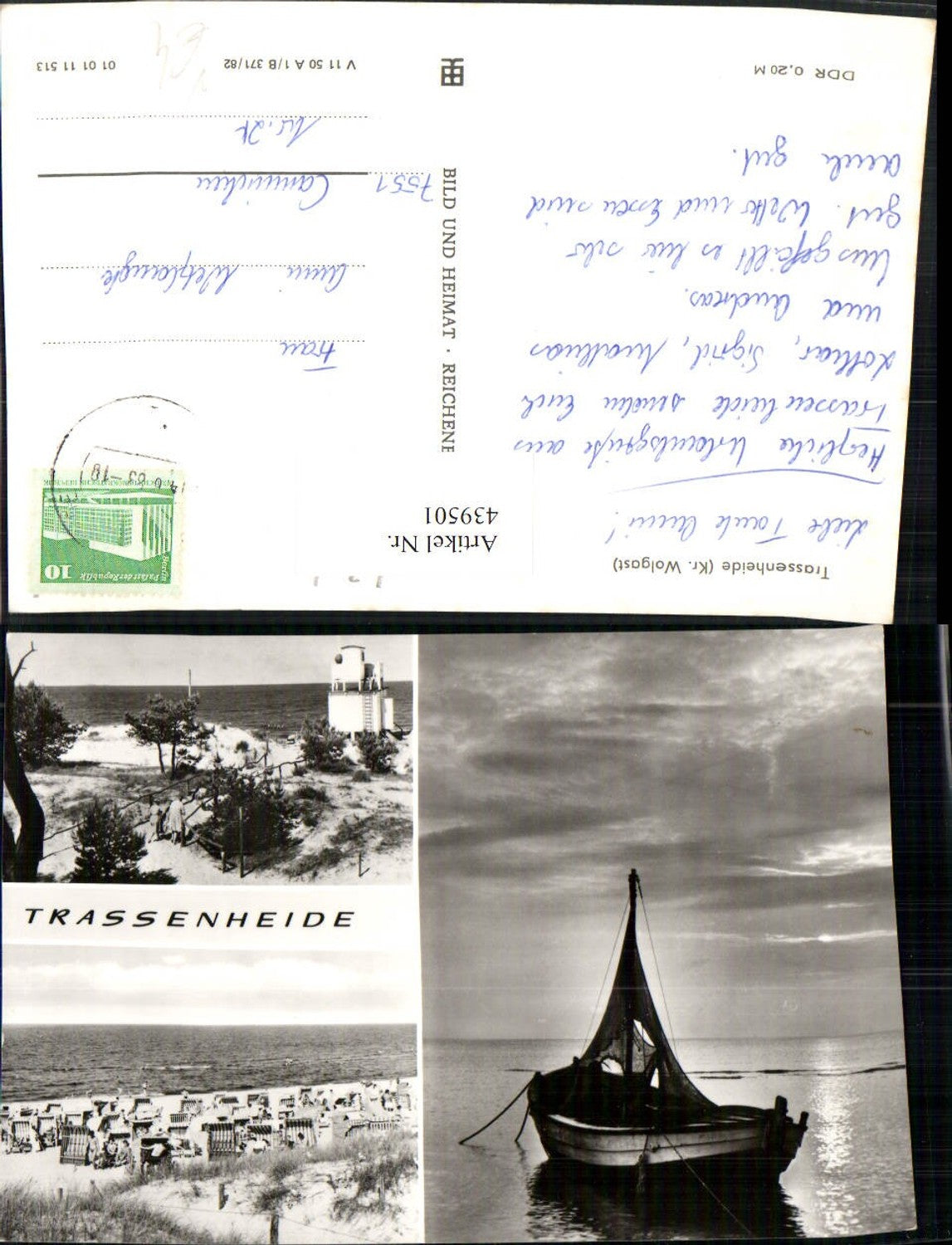 439501,Trassenheide Strand Strandleben Boot Mehrbildkarte pub VEB