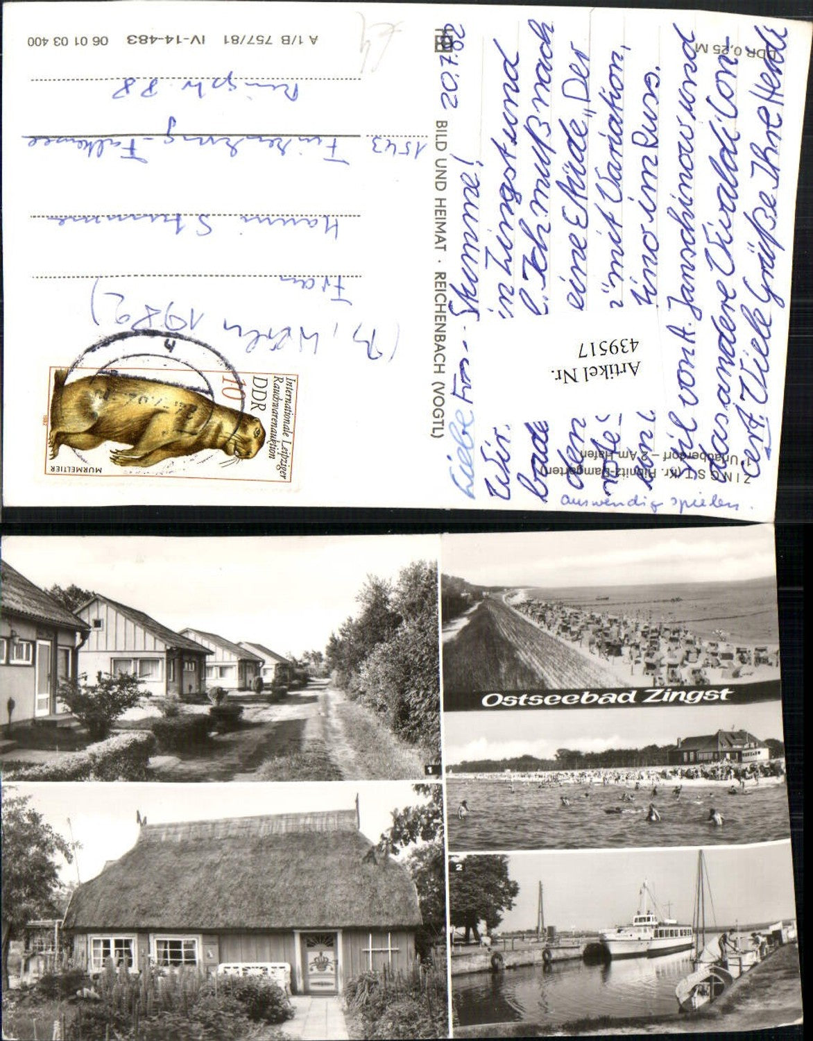 439517,Ostseebad Zingst Strand Strandleben Hafen Häuser Mehrbildkarte pub VEB