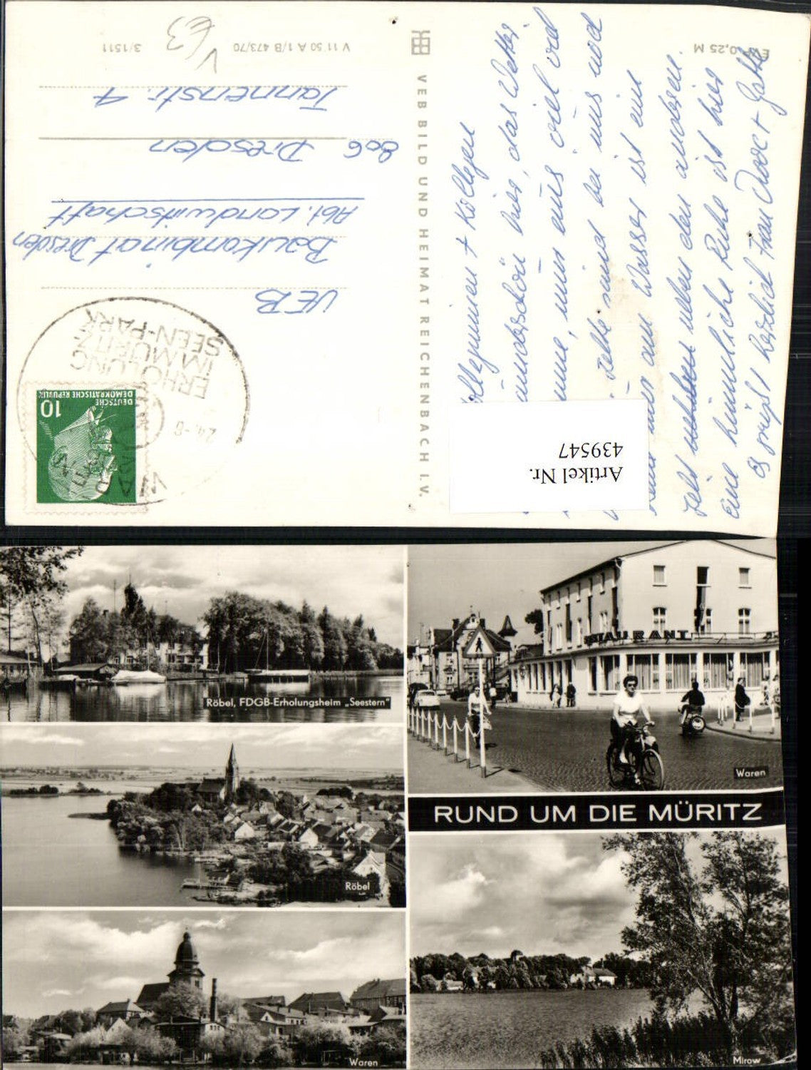 439547,Röbel Waren Mirow an d. Müritz Totale Mehrbildkarte pub VEB