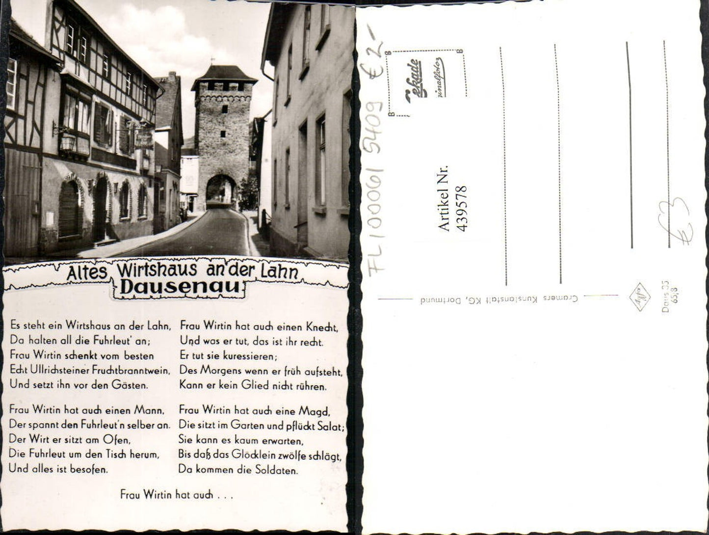 439578,Dausenau an d. Lahn Altes Wirtshaus Tor Text