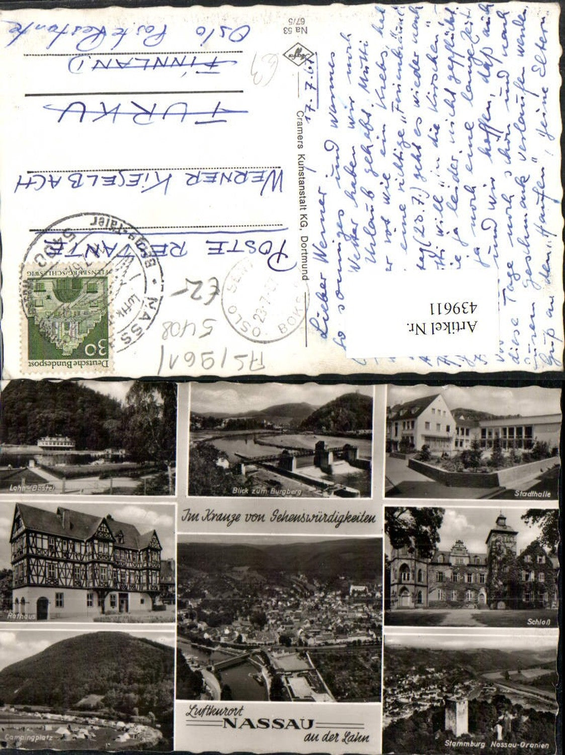 439611,Nassau an d. Lahn Totale Rathaus Schloss Stadthalle Mehrbildkarte