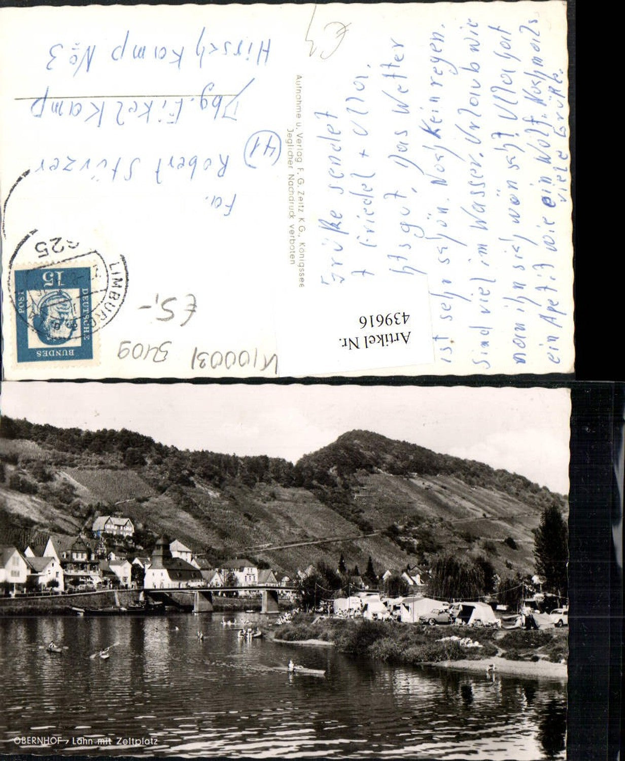 439616,Obernhof an d. Lahn Teilansicht m. Zeltplatz Camping