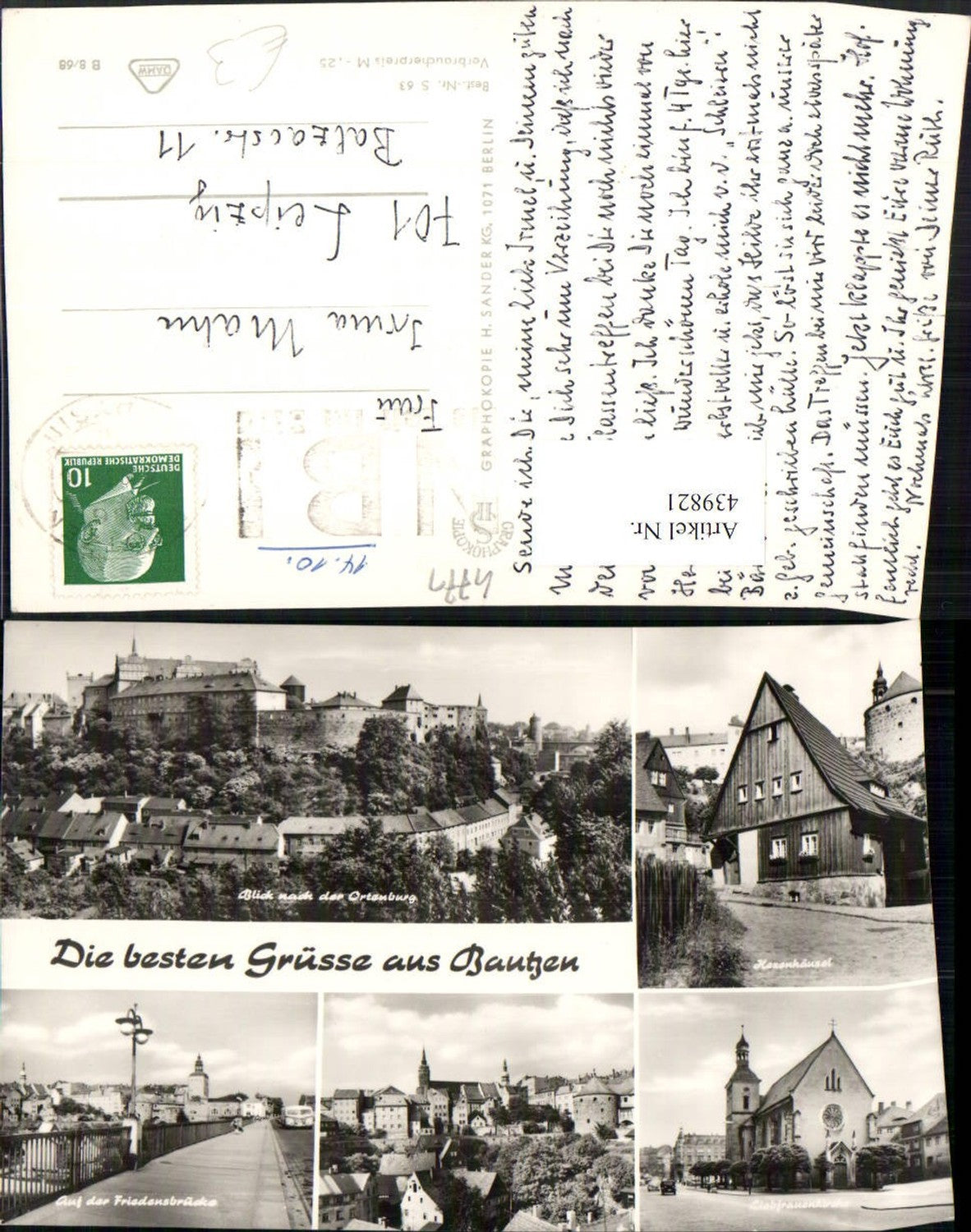 439821,Bautzen Totale Hexenhäusel Kirche Brücke Mehrbildkarte