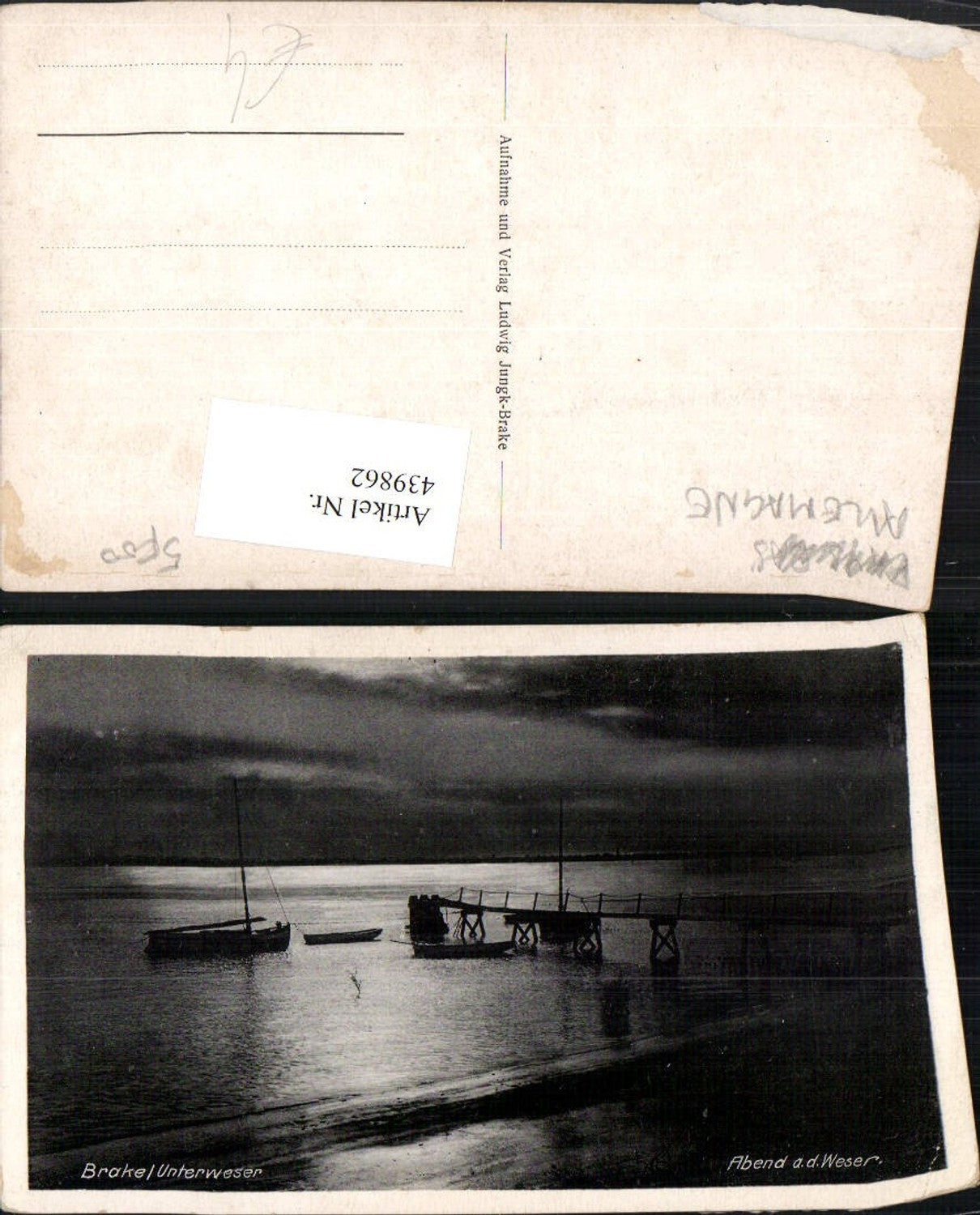 439862,Brake Unterweser Abend an d. Weser Boot