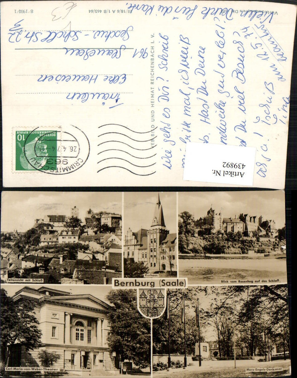 439892,Bernburg an d. Saale Totale Kurhaus Schloss Theater Mehrbildkarte pub VEB