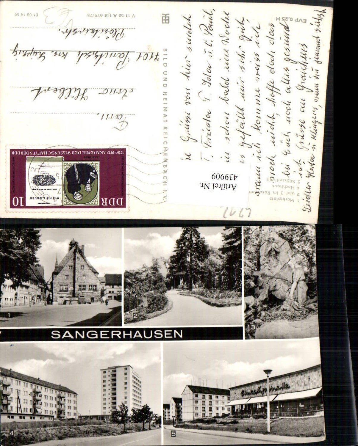 439909,Sangerhausen Marktplatz Hochhaus Rosarium Mehrbildkarte pub VEB