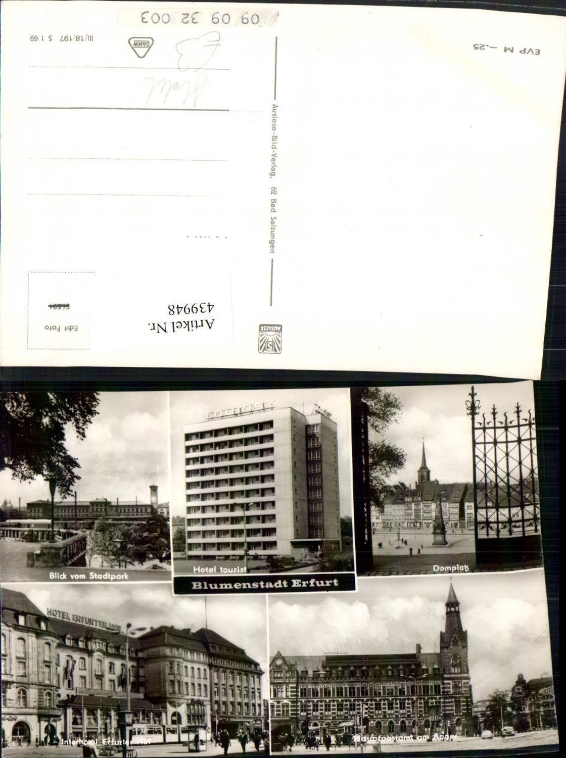 439948,Erfurt Postamt Hotel Domplatz Mehrbildkarte