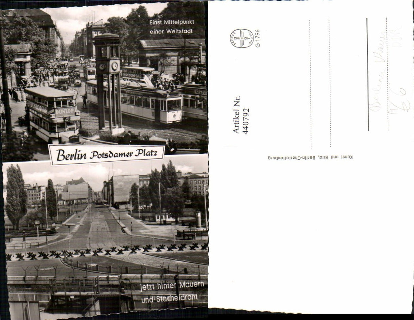 440792,Berlin Potsdamer Platz Berliner Mauer DDR Straßenbahn Mehrbildkarte