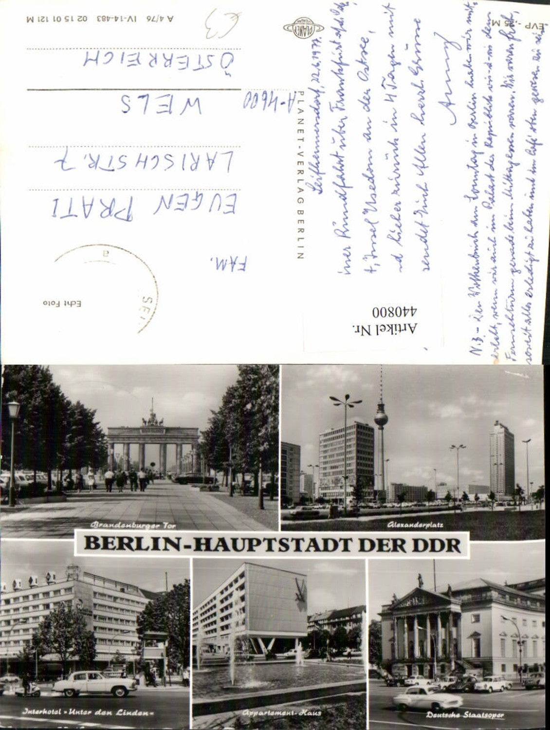 440800,Berlin Alexanderplatz Brandenburger Tor Interhotel Mehrbildkarte