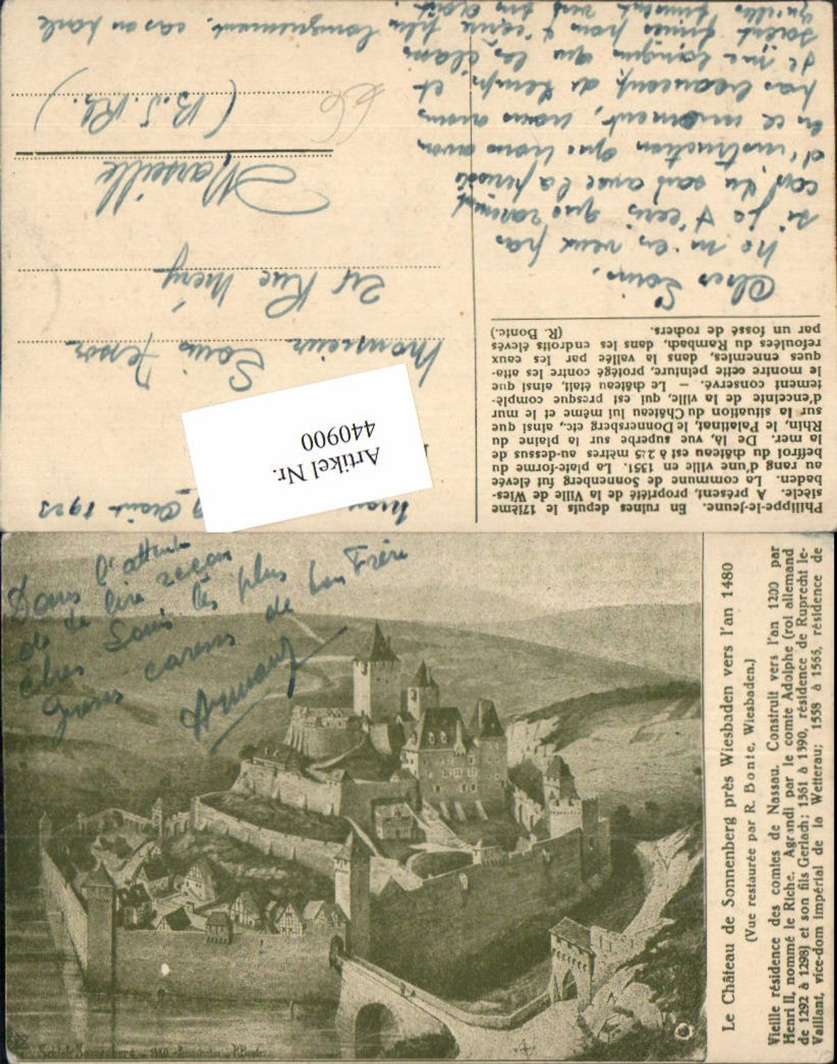 440900,Künstler AK Wiesbaden Schloss Sonennberg 1480