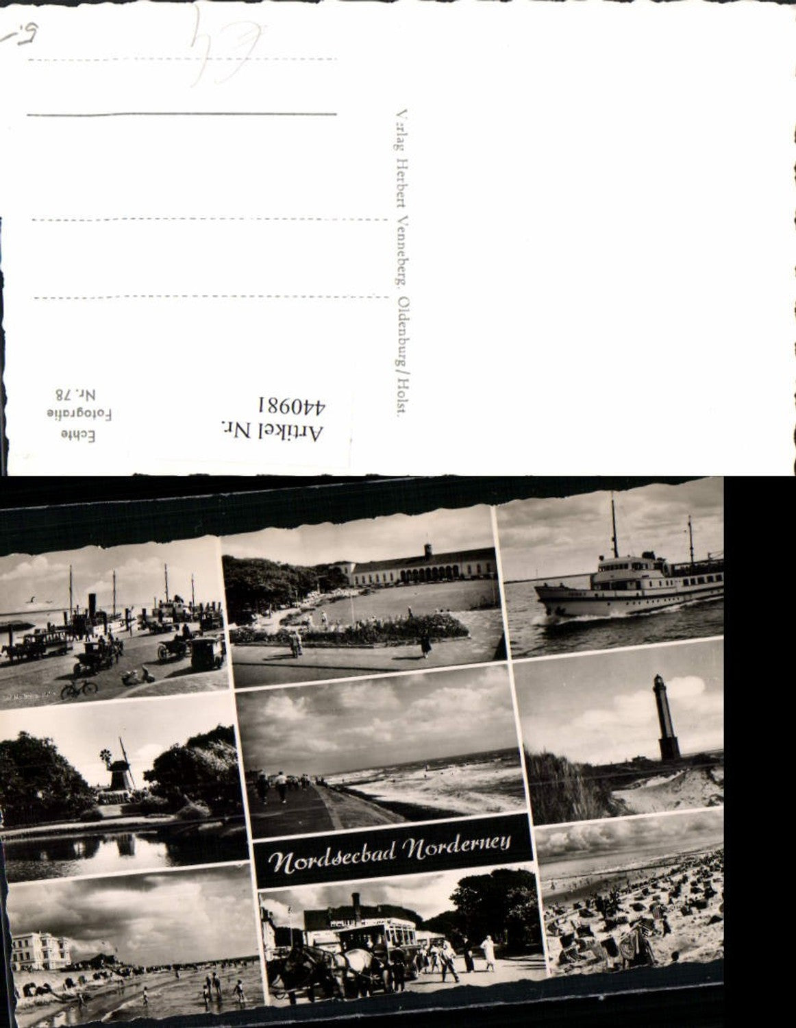 440981,Nordseebad Norderney Strand Leuchtturm Dampfer Mühle Mehrbildkarte