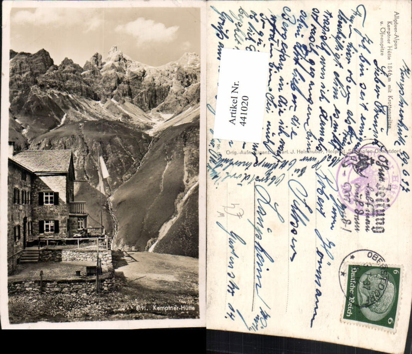 441020,Kemptner-Hütte Berghütte b. Oberstdorf Bergkulisse