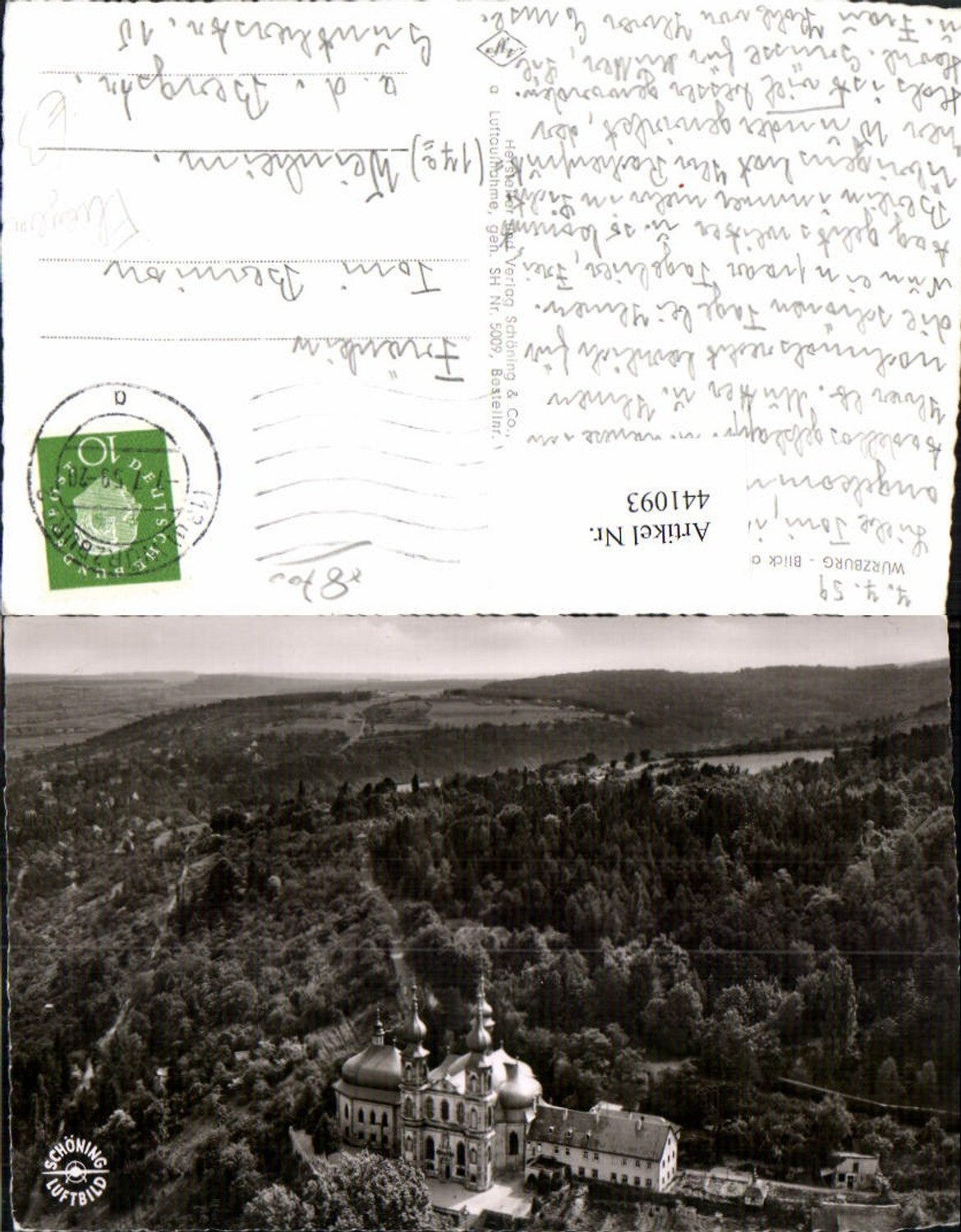 441093,Würzburg Blick auf Käppele Kirche Fliegeraufnahme