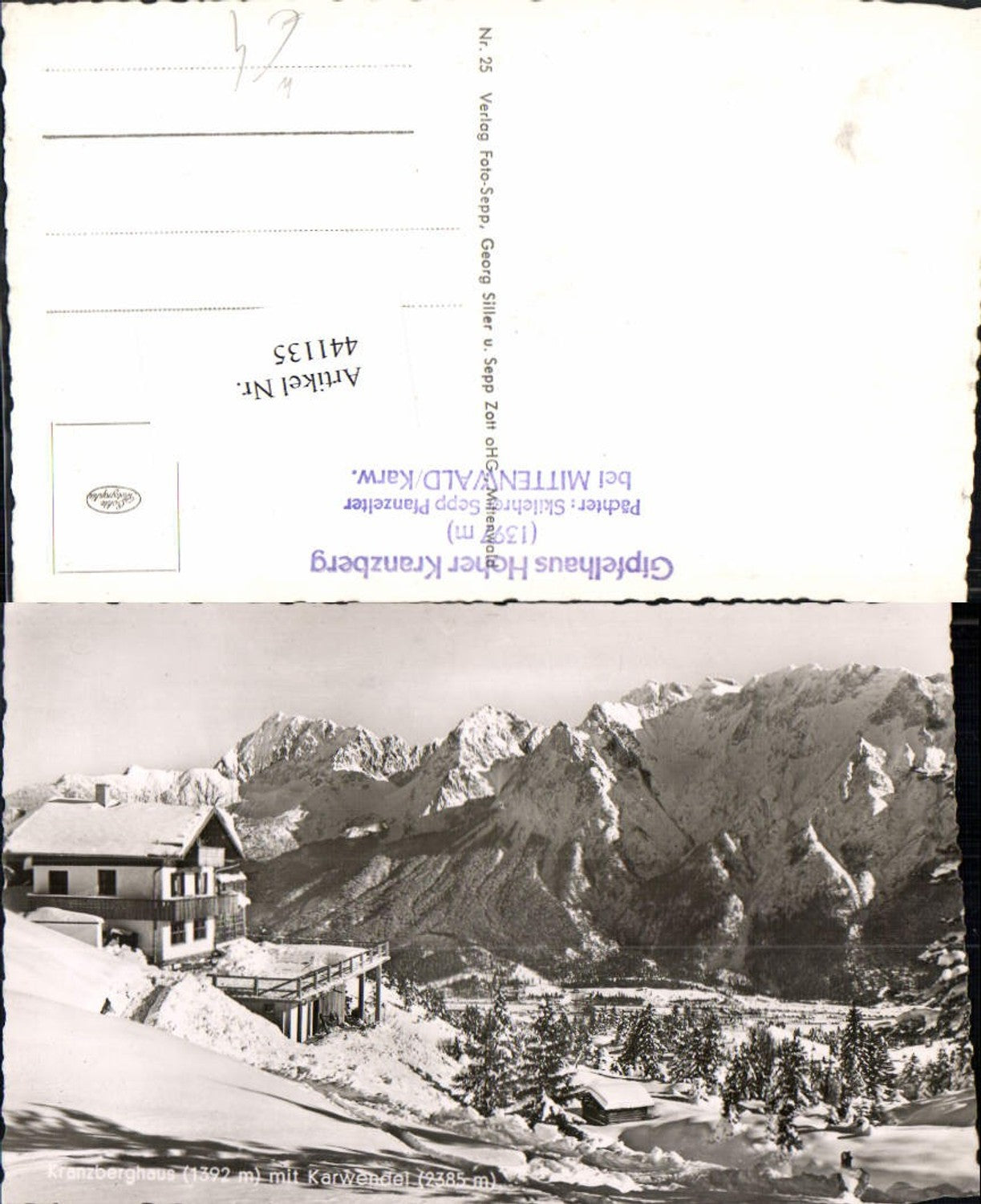 441135,Kranzberghaus Berghütte b. Mittenwald Bergkulisse Winterbild