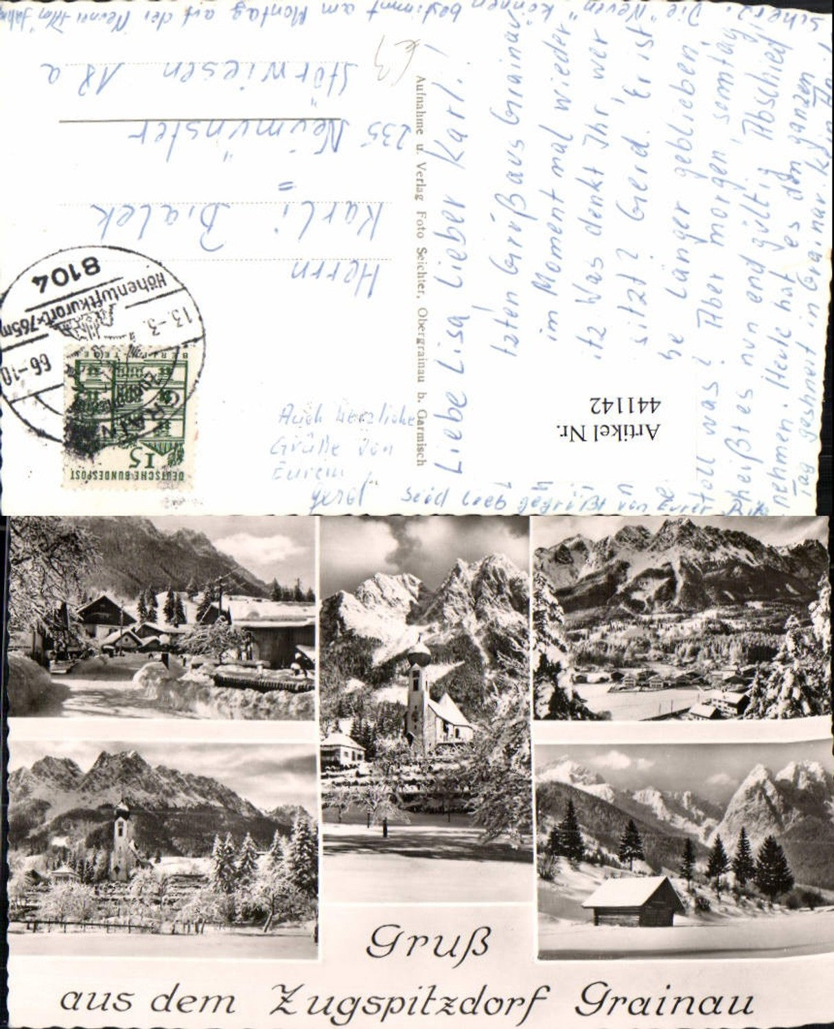 441142,Grainau Totale Kirche Bergkulissen Winterbilder Mehrbildkarte