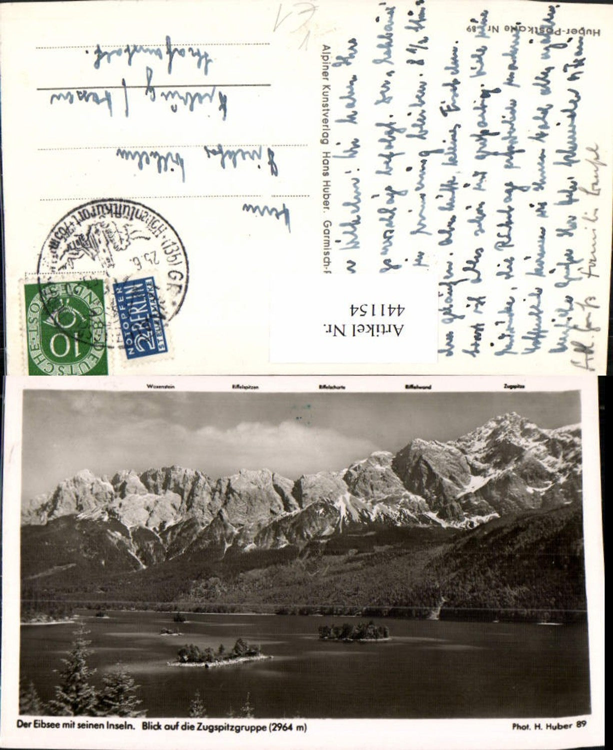 441154,Eibsee See b. Grainau m. Zugspitze Bergkulisse pub H. Huber 89