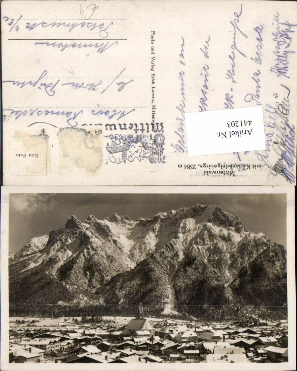 441203,Mittenwald Totale m. Karwendel Bergkulisse Winterbild