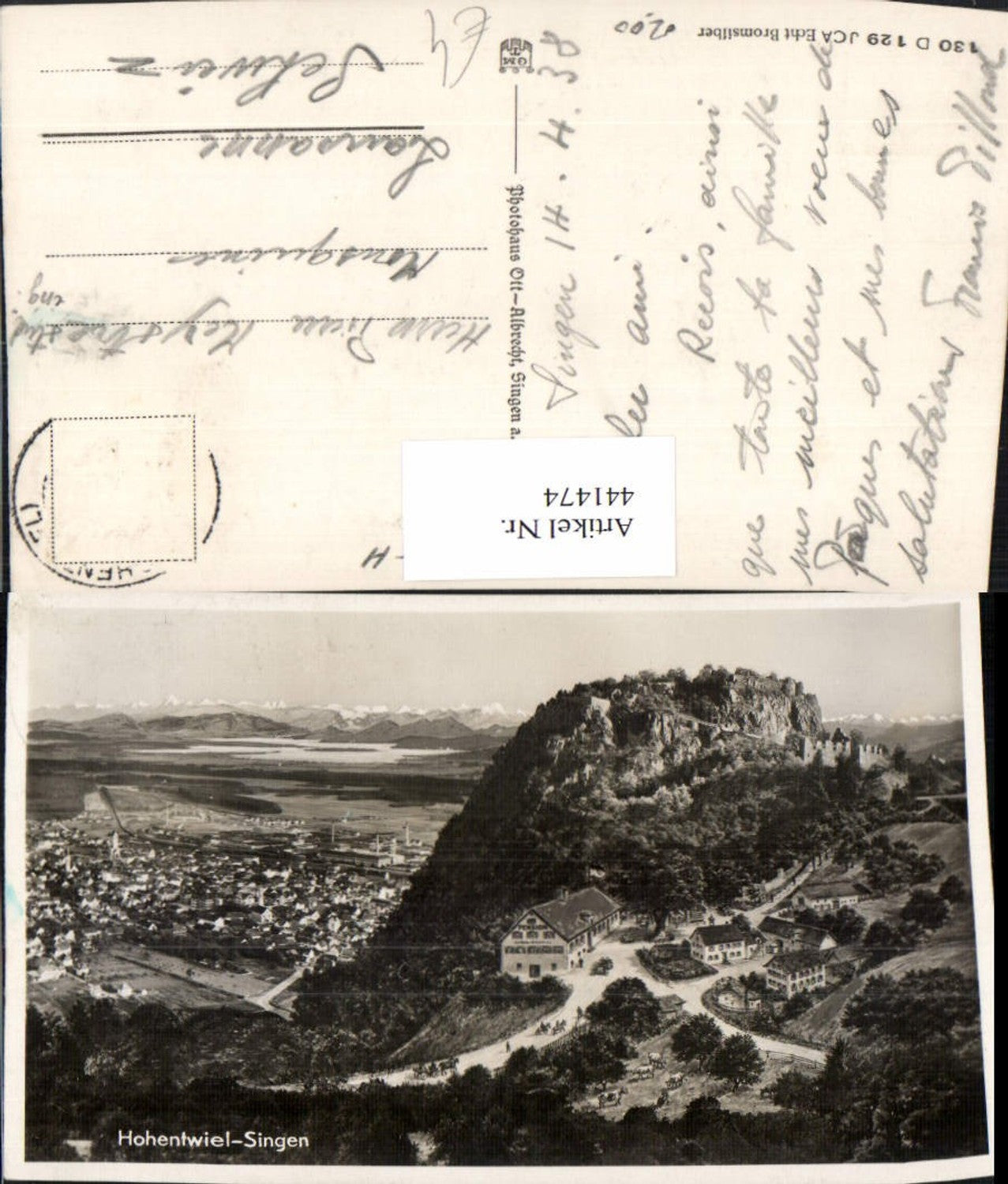 441474,Festung Hohentwiel m. Singen Totale Bergkulisse