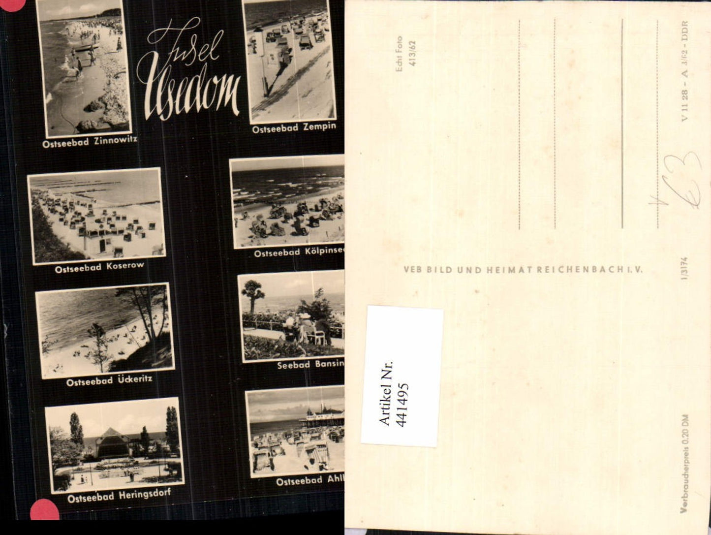 441495,Usedom Stränder Koserow Kölpinsee Bansin Ückeritz Mehrbildkarte pub VEB