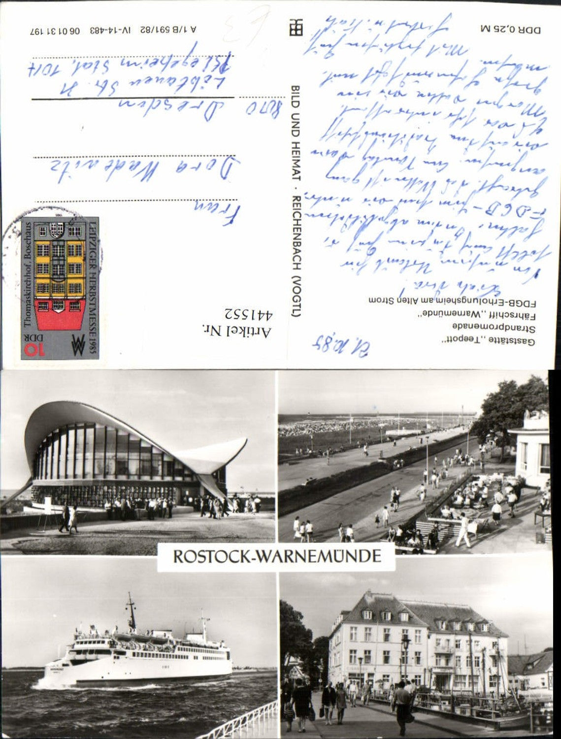 441552,Rostock Warnemünde Strand Promenade Fährschiff Mehrbildkarte pub VEB