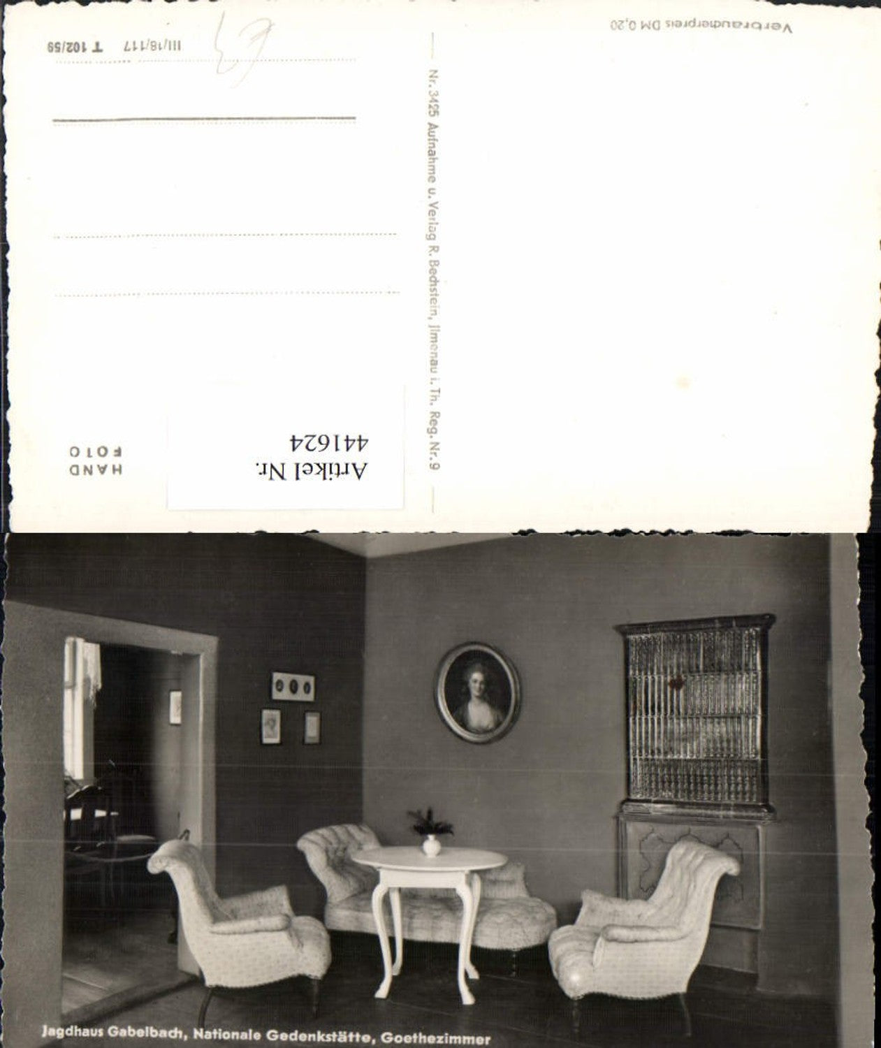 441624, Gabelbach Hunting Lodge near Ilmenau Memorial Goethe Room Interior view
