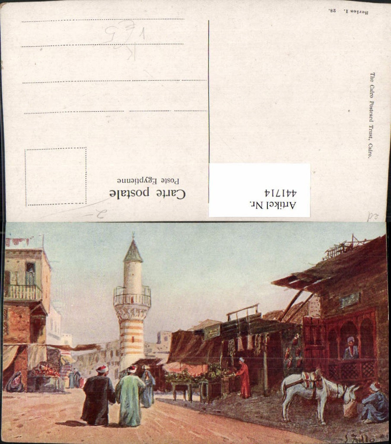 441714,Künstler AK S. Zullo Egypt Cairo Kairo Straßenansicht Minarett pub Cairo Postcard Trust