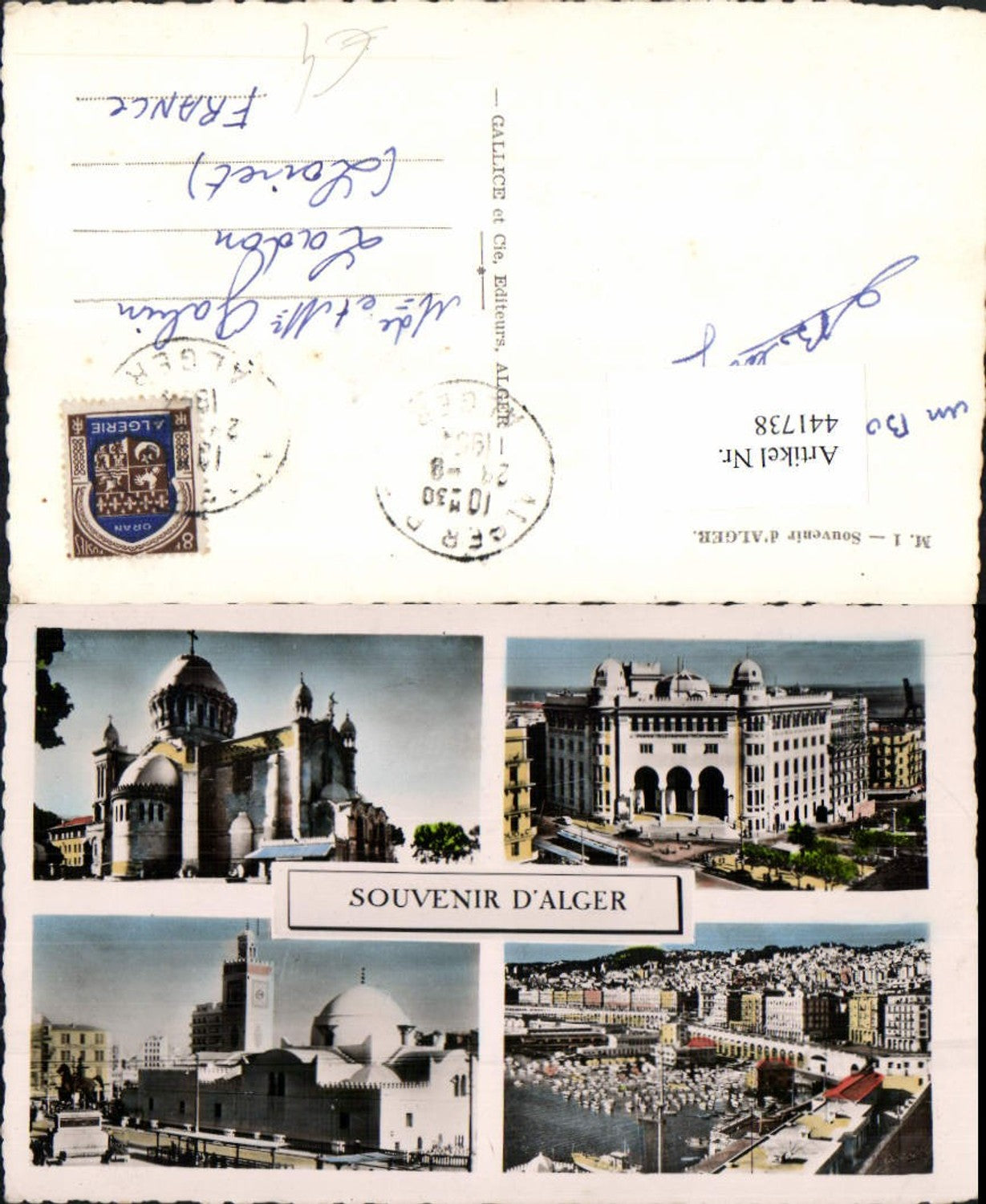 441738,Algeria Alger Algier Totale Hafen Moschee Mehrbildkarte