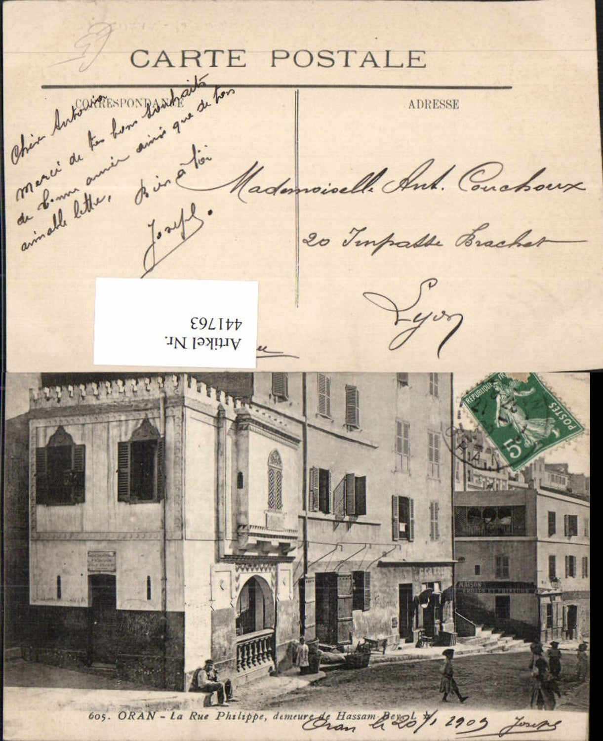 441763,Algeria Oran La Rue Philippe demeure de Hassam-Bey Straßenansicht