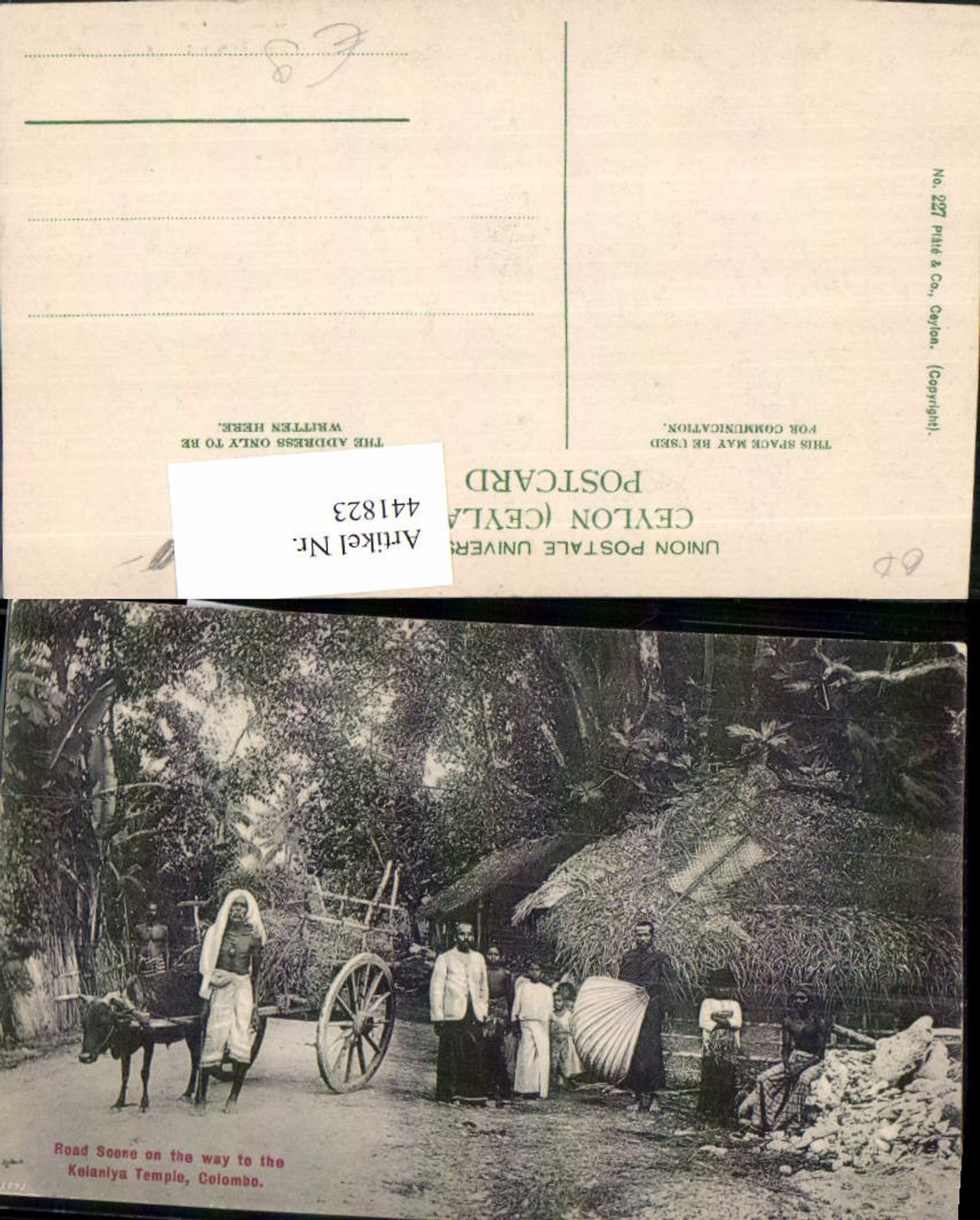 441823,Ceylon Sri Lanka Colombo Kelanlya Temple Road Scene Volkstypen