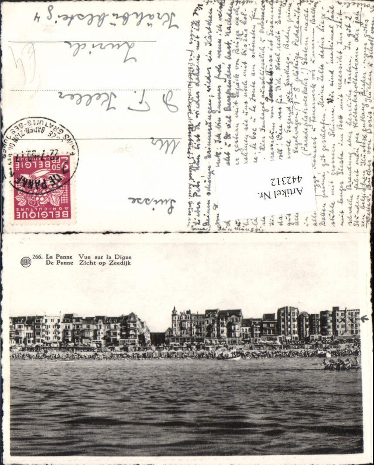 442312,Belgium De Panne Zicht op Zeedijk Teilansicht Strand