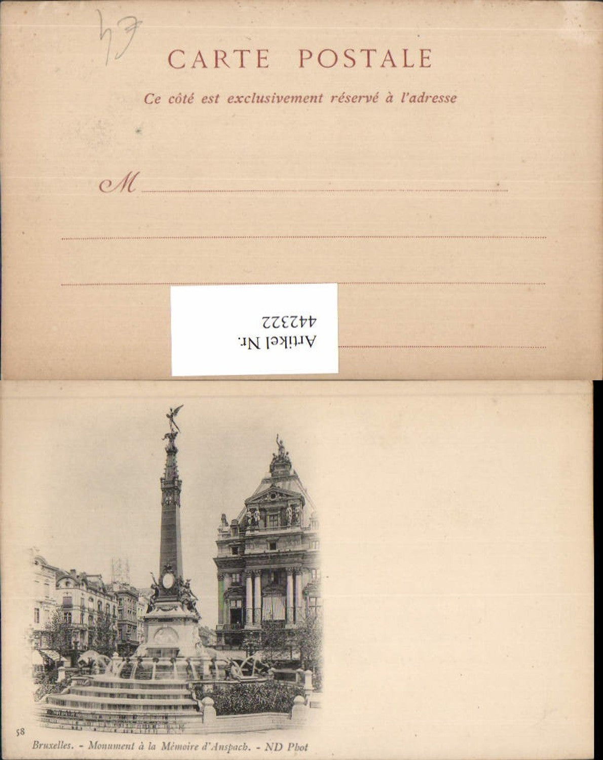 442322,Belgium Bruxelles Brüssel Monument a la Memoire d'Anspach Brunnen