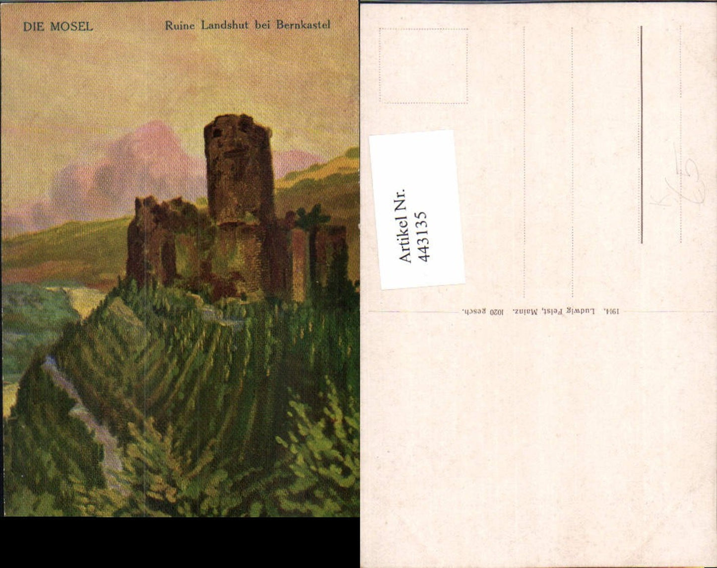443135,Künstler AK H. Seck Ruine Landshut b. Bernkastel an d. Mosel