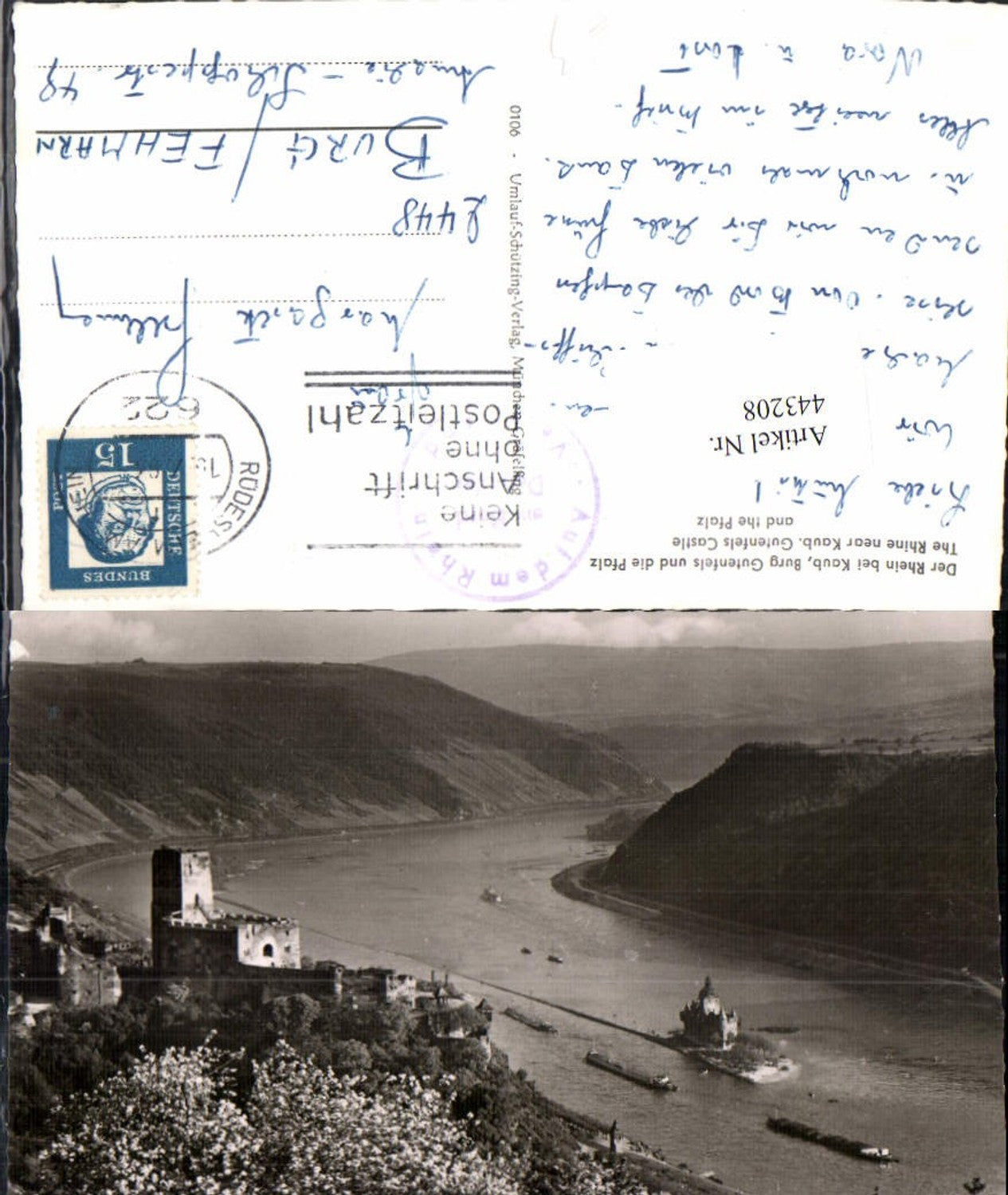 443208,Burg Gutenfels u. Pfalz b. Kaub am Rhein