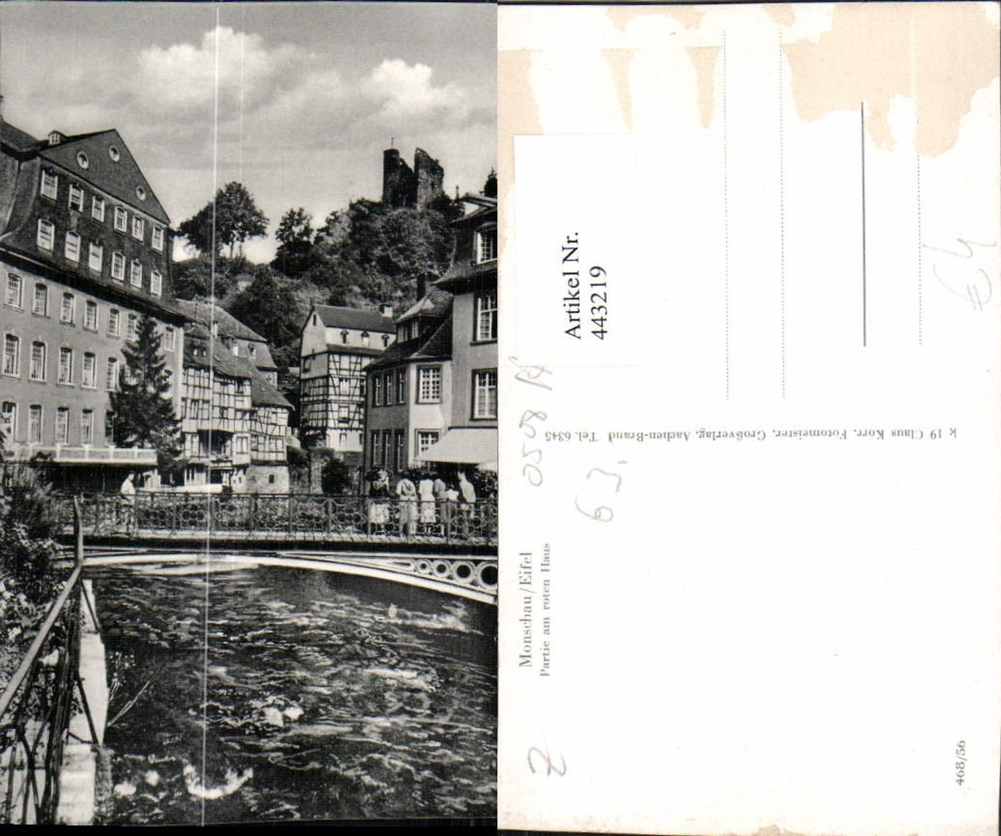 443219,Monschau in d. Eifel Partie am roten Haus Fluss Brücke