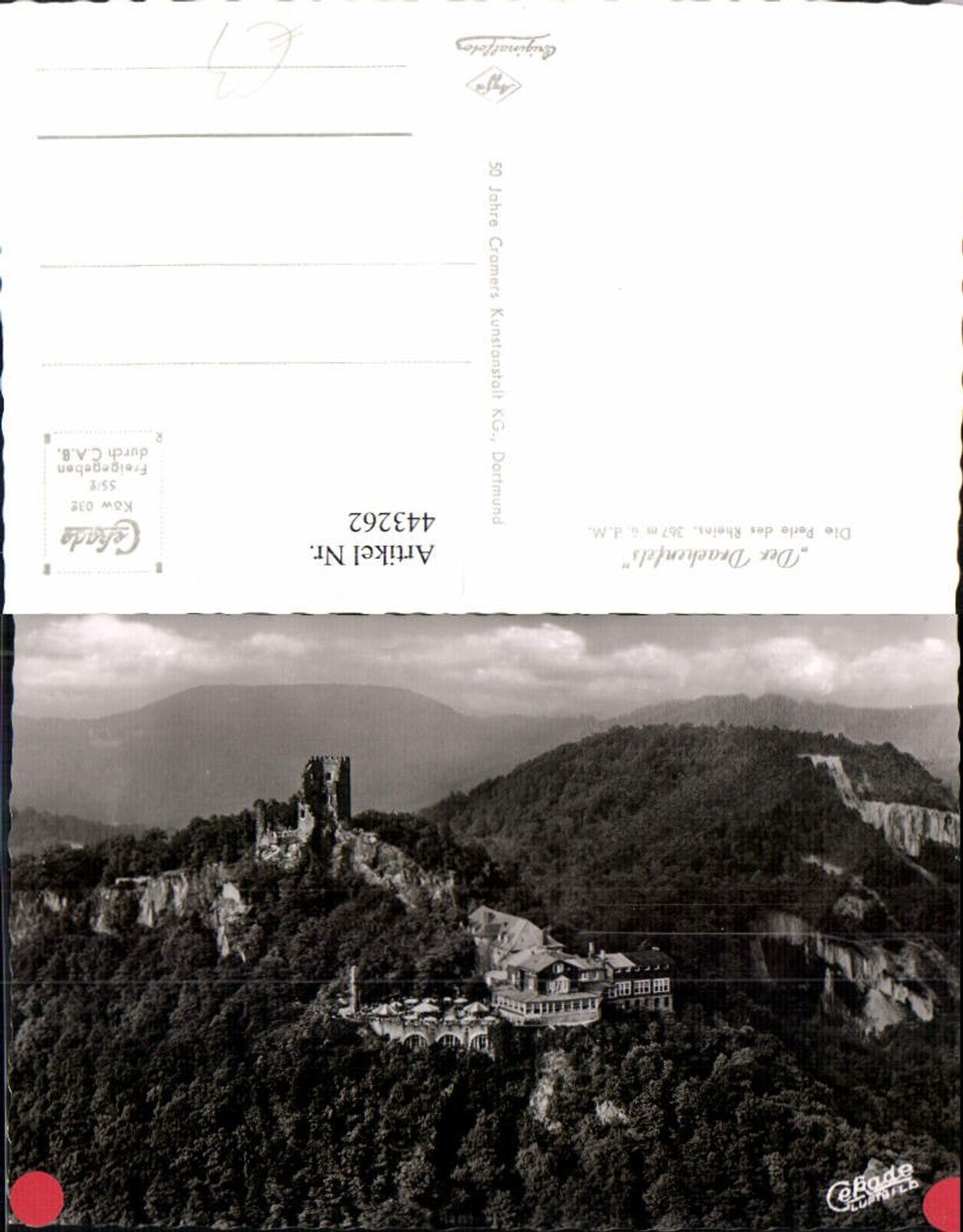 443262,Burg Ruine Drachenfels b. Königswinter Fliegeraufnahme