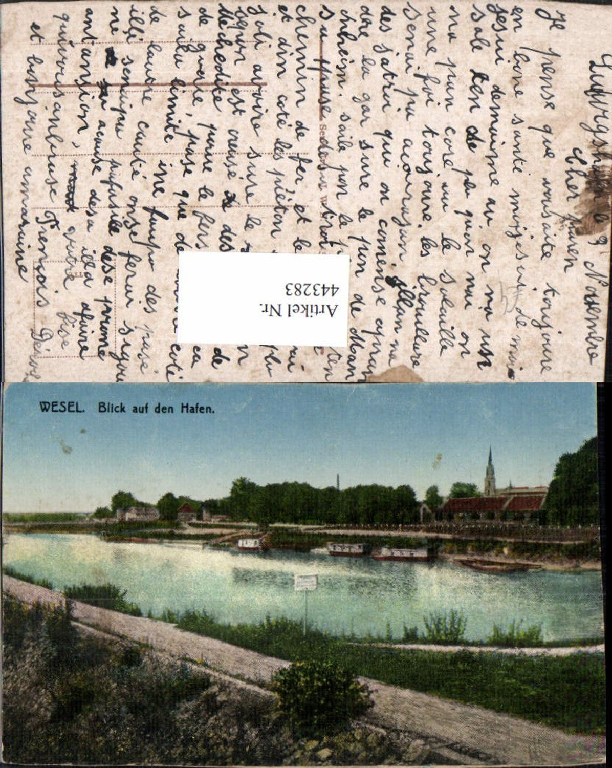 443283,Wesel Blick auf den Hafen Boote