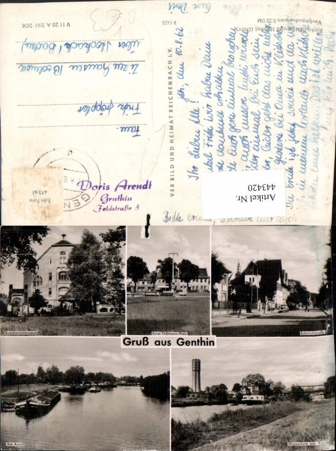 443420,Genthin Kanal Museum Bahnhofstraße Wasserturm Mehrbildkarte pub VEB