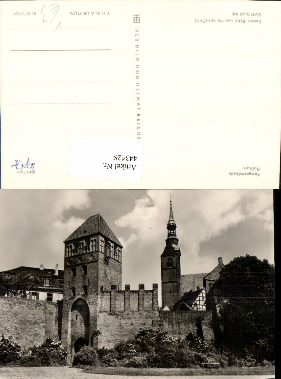 443428,Tangermünde Roßfurt Turm Kirche pub VEB