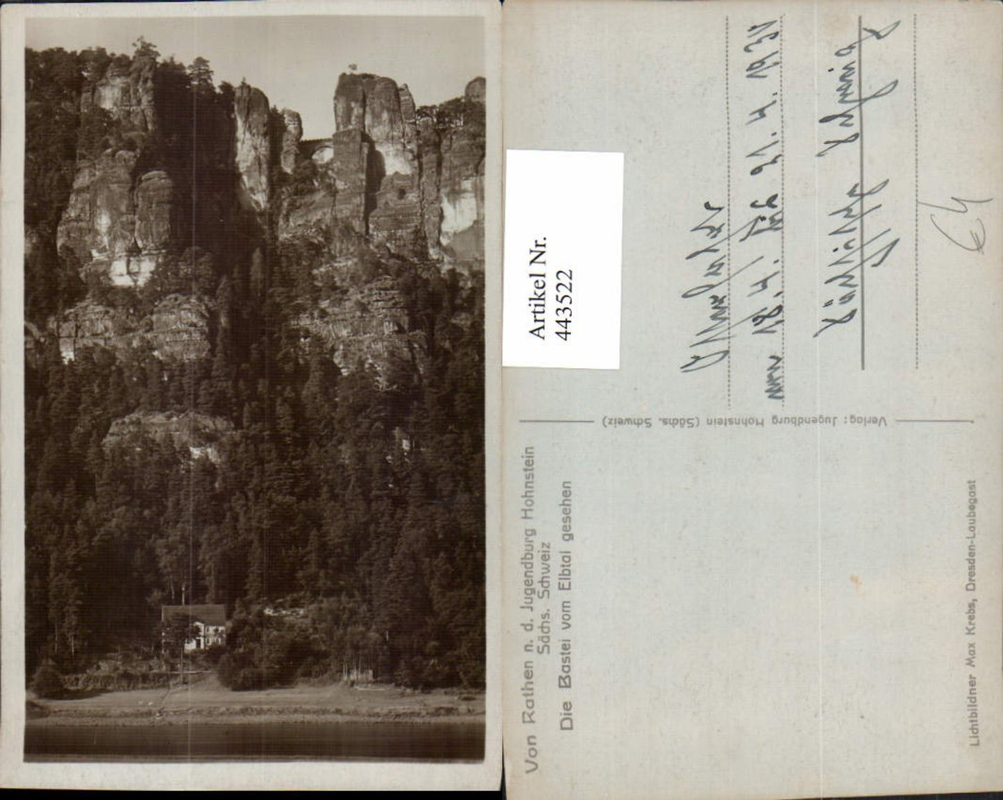 443522,Sächsische Schweiz Rathen Bastei vom Elbtal