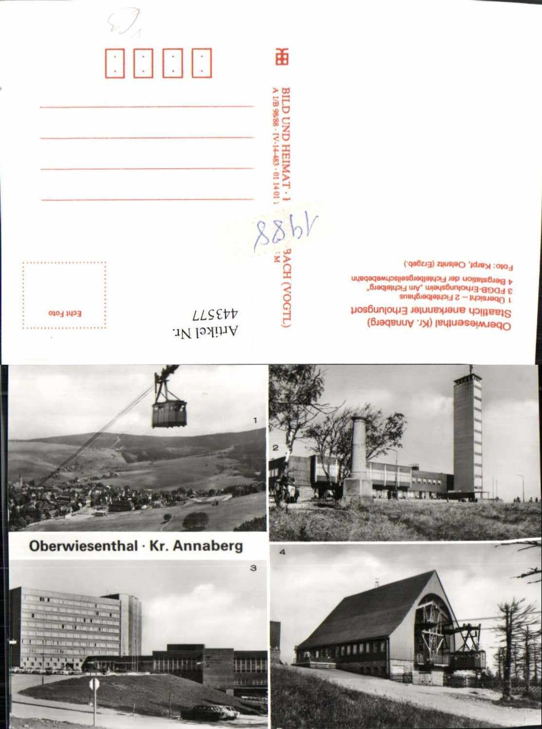 443577,Oberwiesenthal Totale Seilbahn Bergstation Mehrbildkarte pub VEB