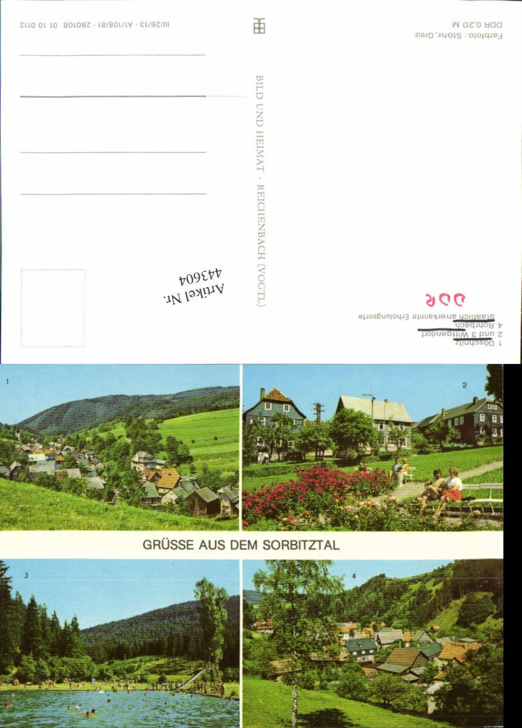 443604,Sorbitztal Döschnitz Wittgendorf Rohrbach Totale Mehrbildkarte pub VEB