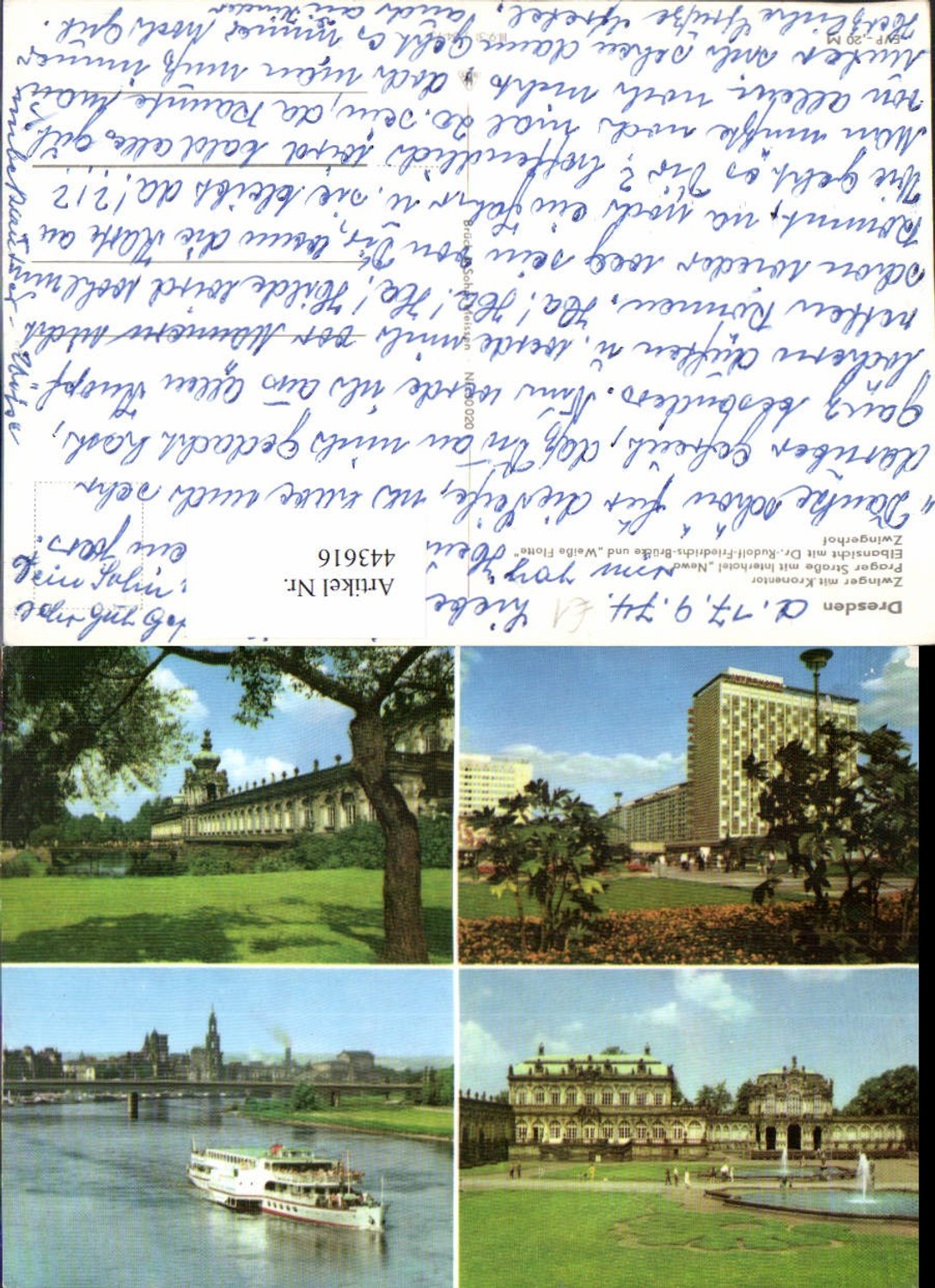 443616,Dresden Teilansicht Zwinger m. Kronentor Zwingerhof Mehrbildkarte