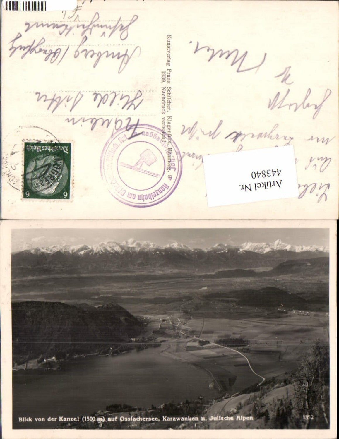 443840,Blick von d. Kanzel auf Ossiachersee u. Karawanken Bergkulisse pub Franz Schilcher 1352
