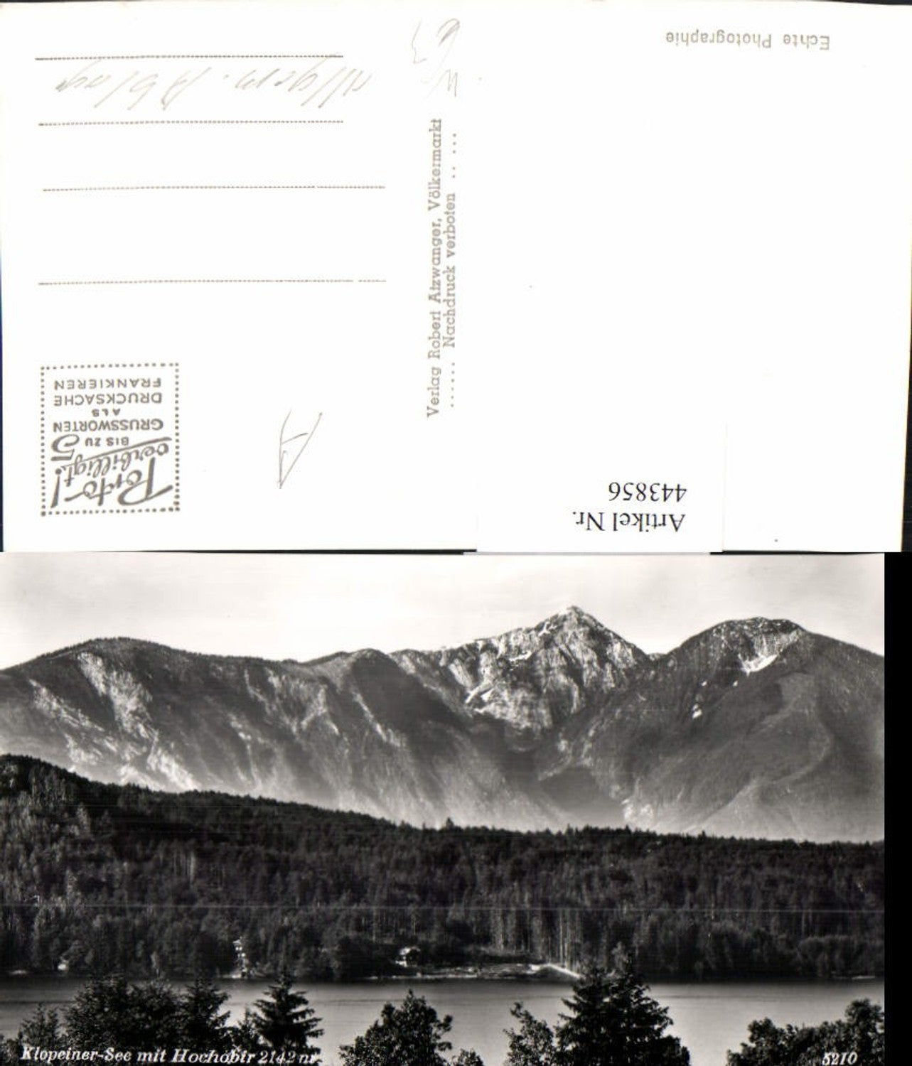 443856,Klopeinersee See b. St. Kanzian m. Hochobir Bergkulisse