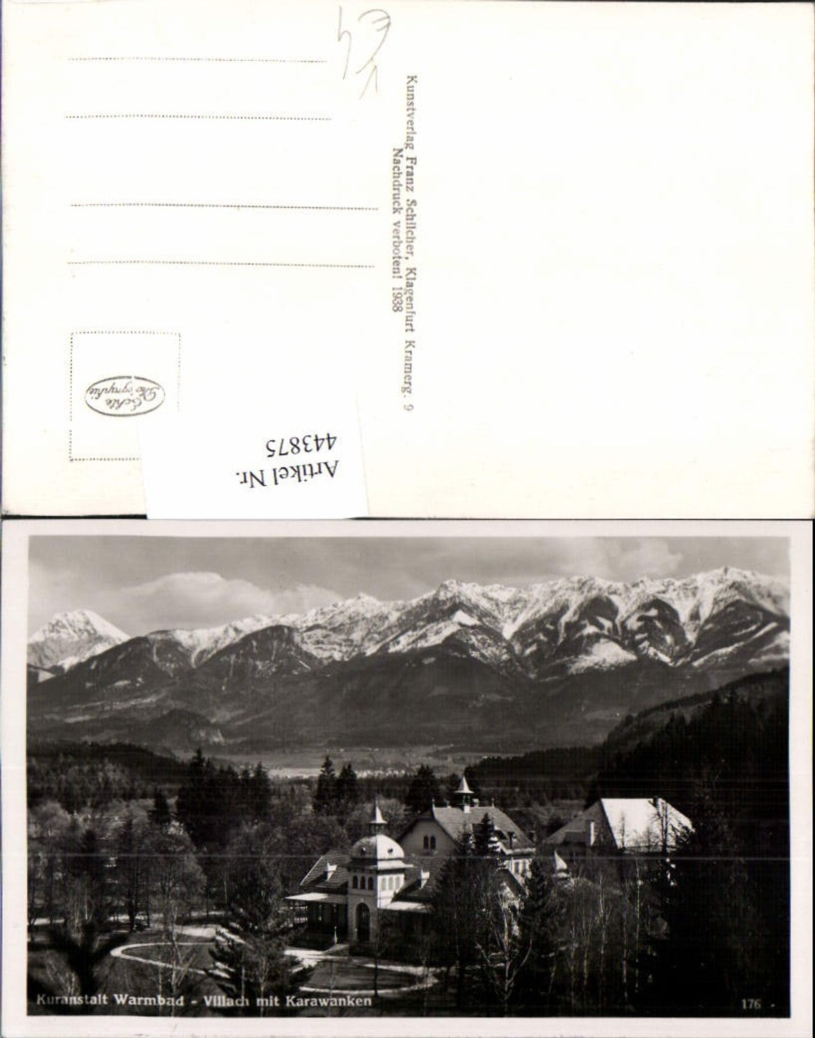 443875,Villach Warmbad Kuranstalt m. Karawanken Bergkulisse pub Franz Schilcher 176