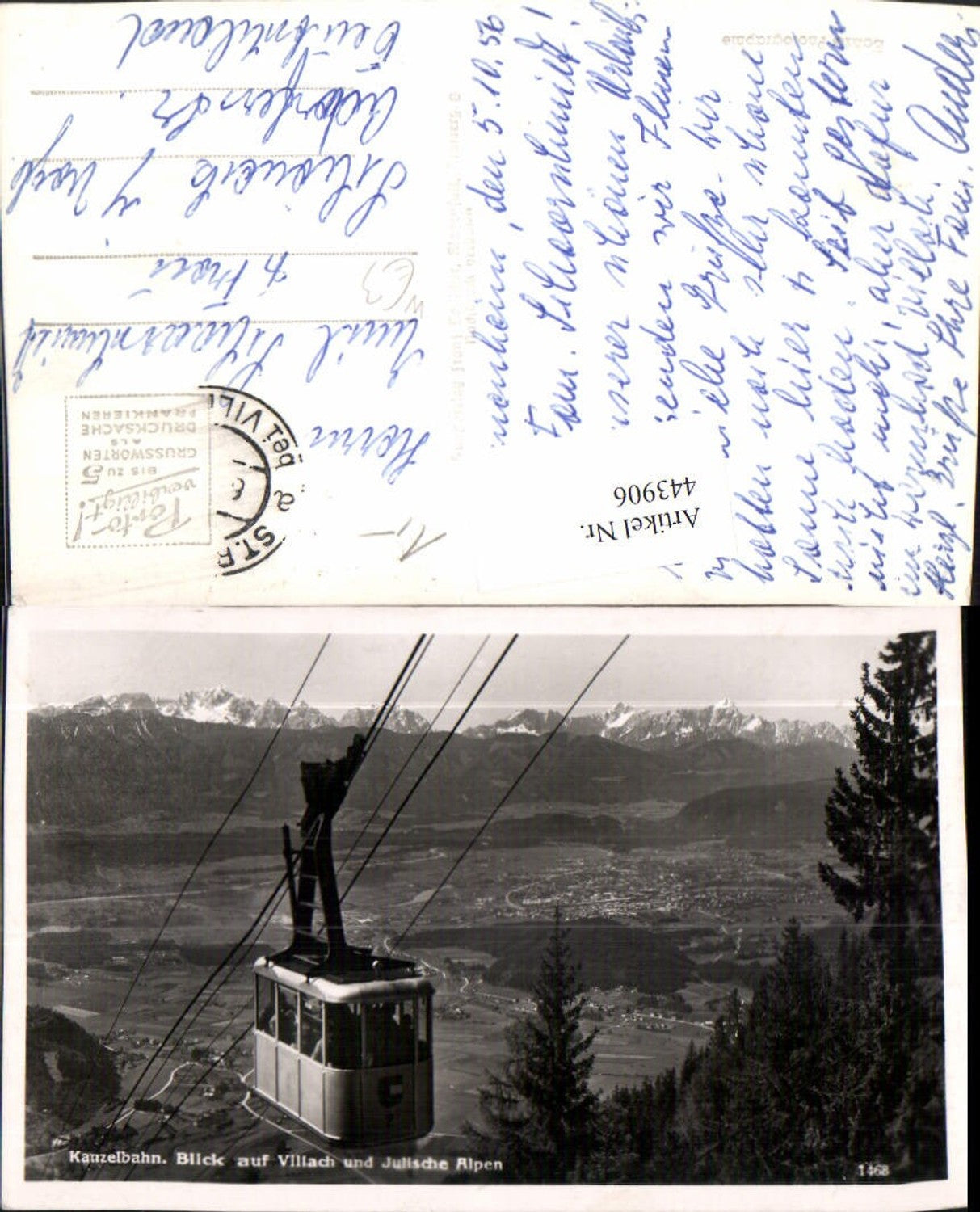 443906,Kanzelbahn Seilbahn m. Treffen m. Blick auf Villach Bergkulisse pub Franz Schilcher 1468