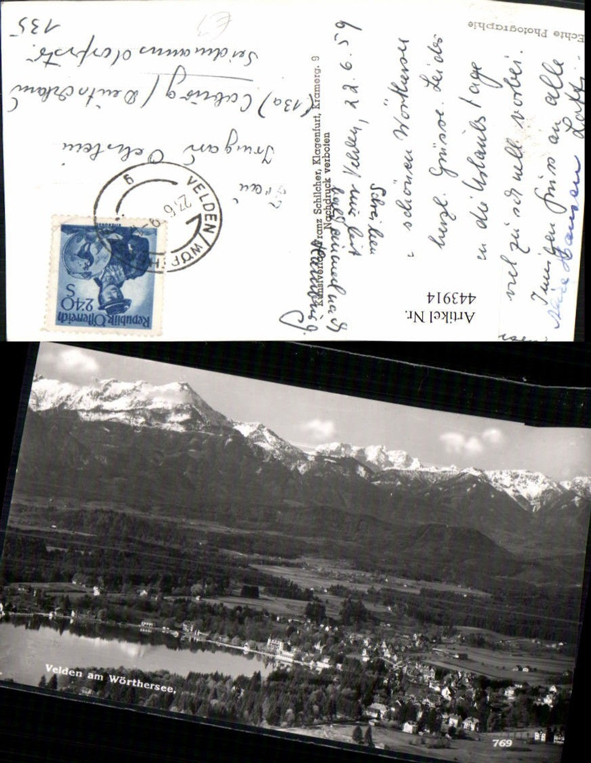 443914,Velden am Wörthersee Totale Bergkulisse pub Franz Schilcher 769