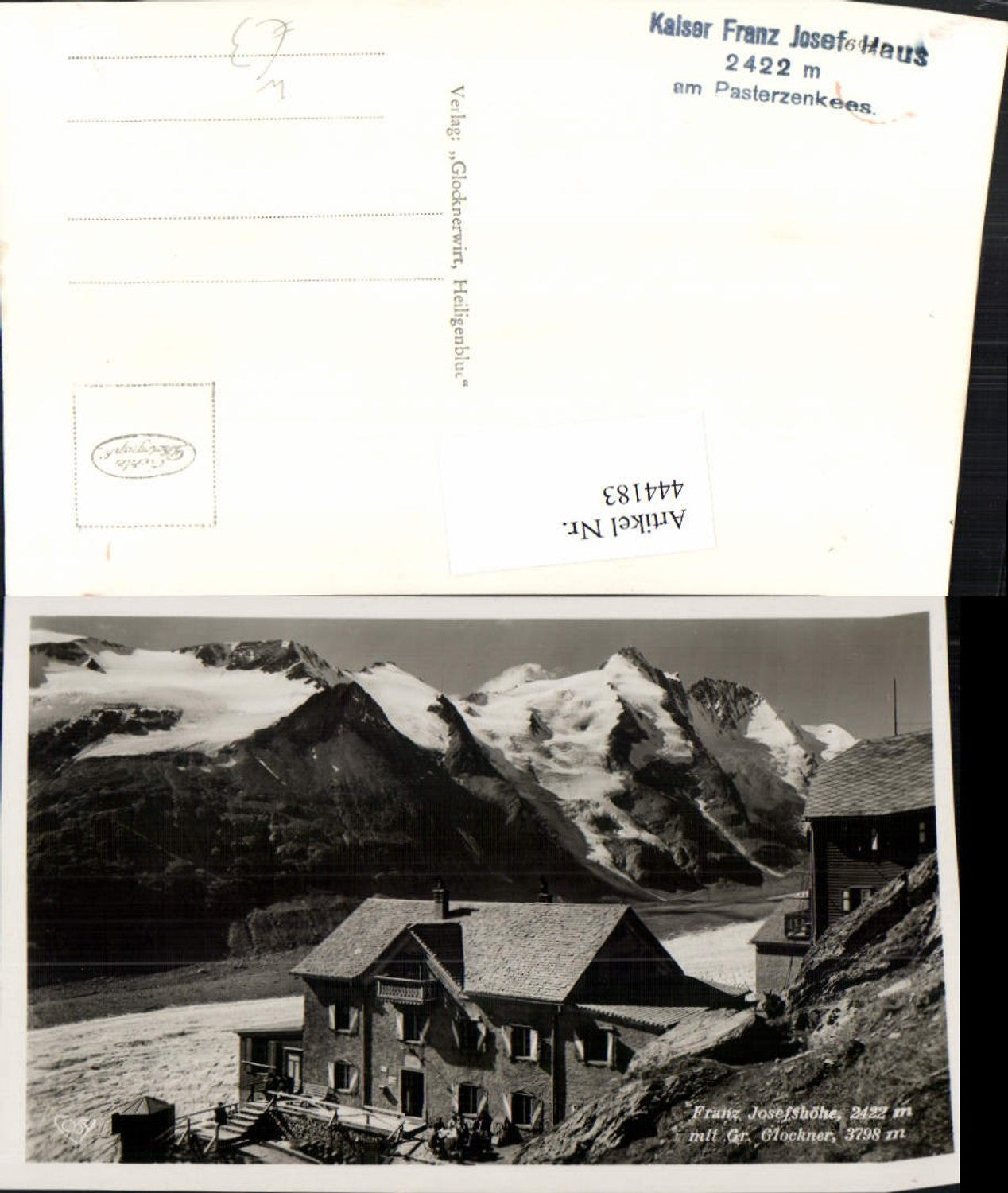 444183,Franz Josefshöhe Berghütte b. Heiligenblut m. Großglockner Bergkulisse