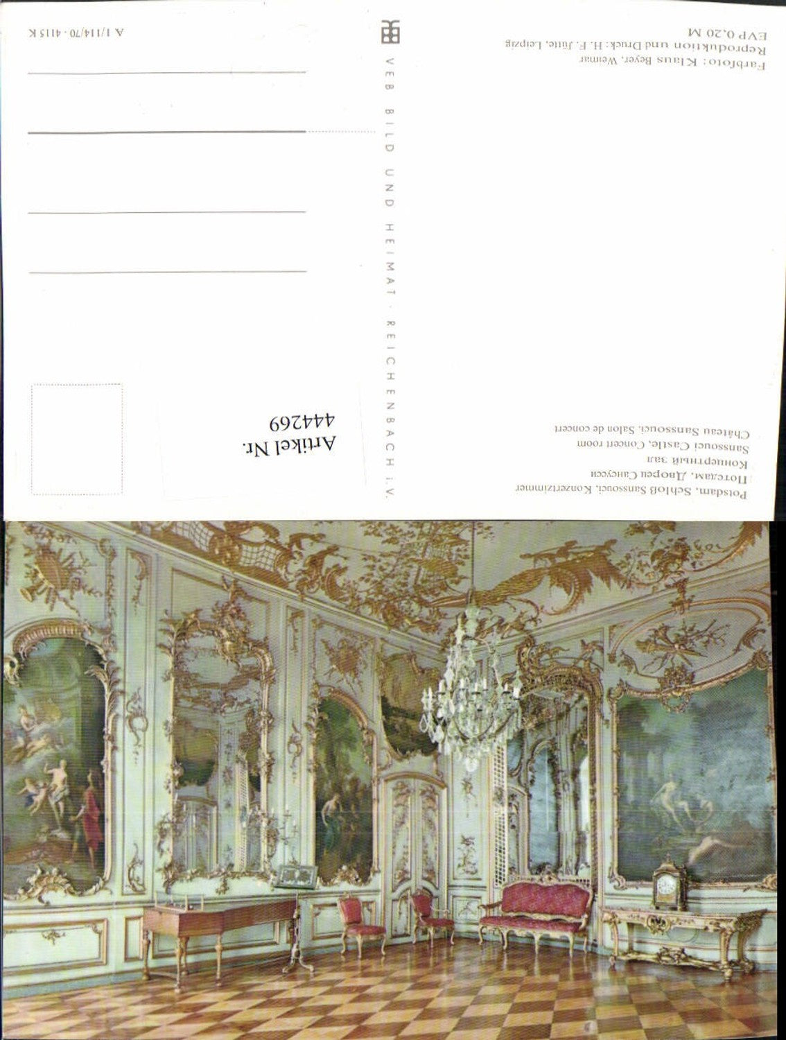 444269, Potsdam Sanssouci Palace Concert Room Interior View Pub VEB